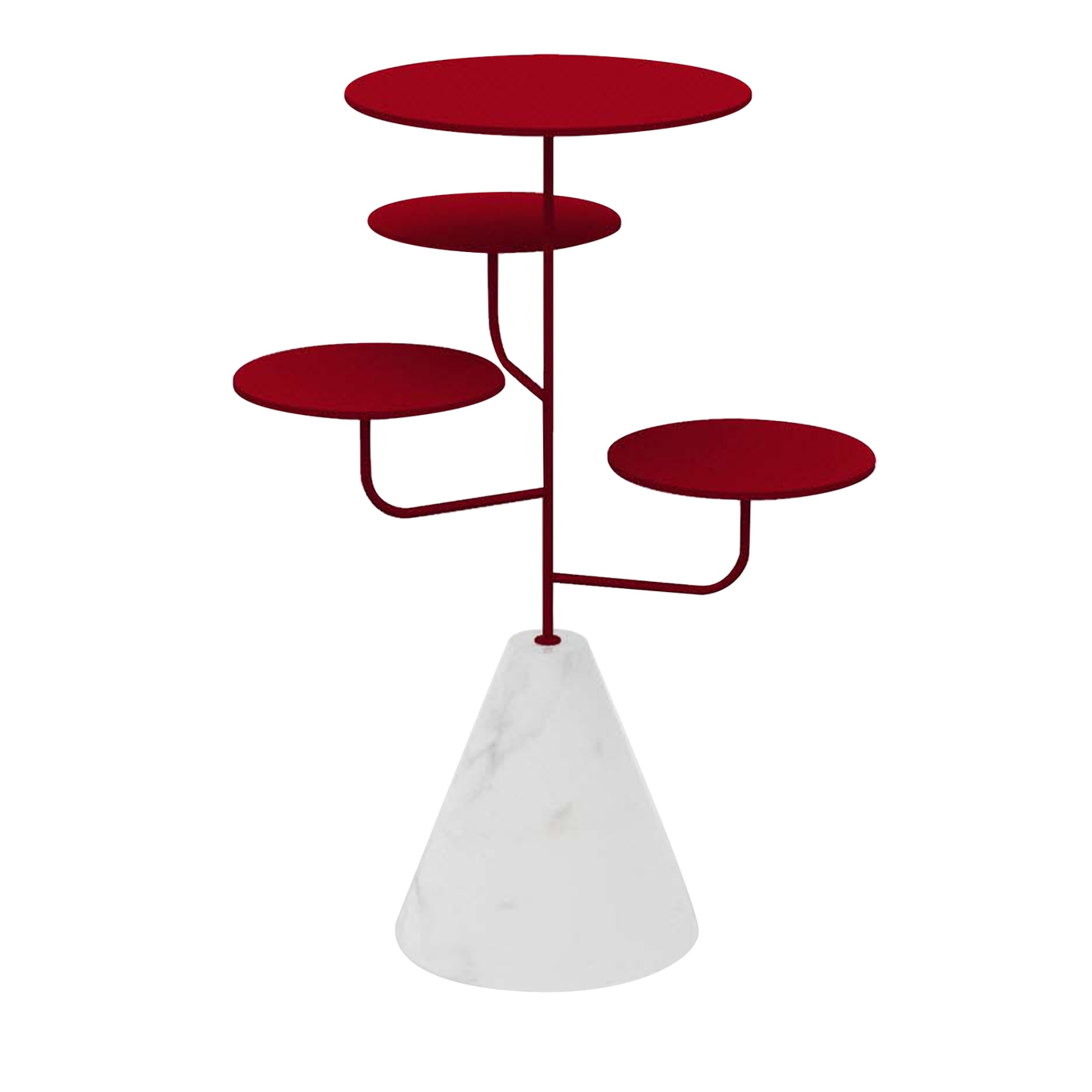 Condiviso - Piantana a 4 piani in rosso rubino/bianco di Carrara - Vista principale