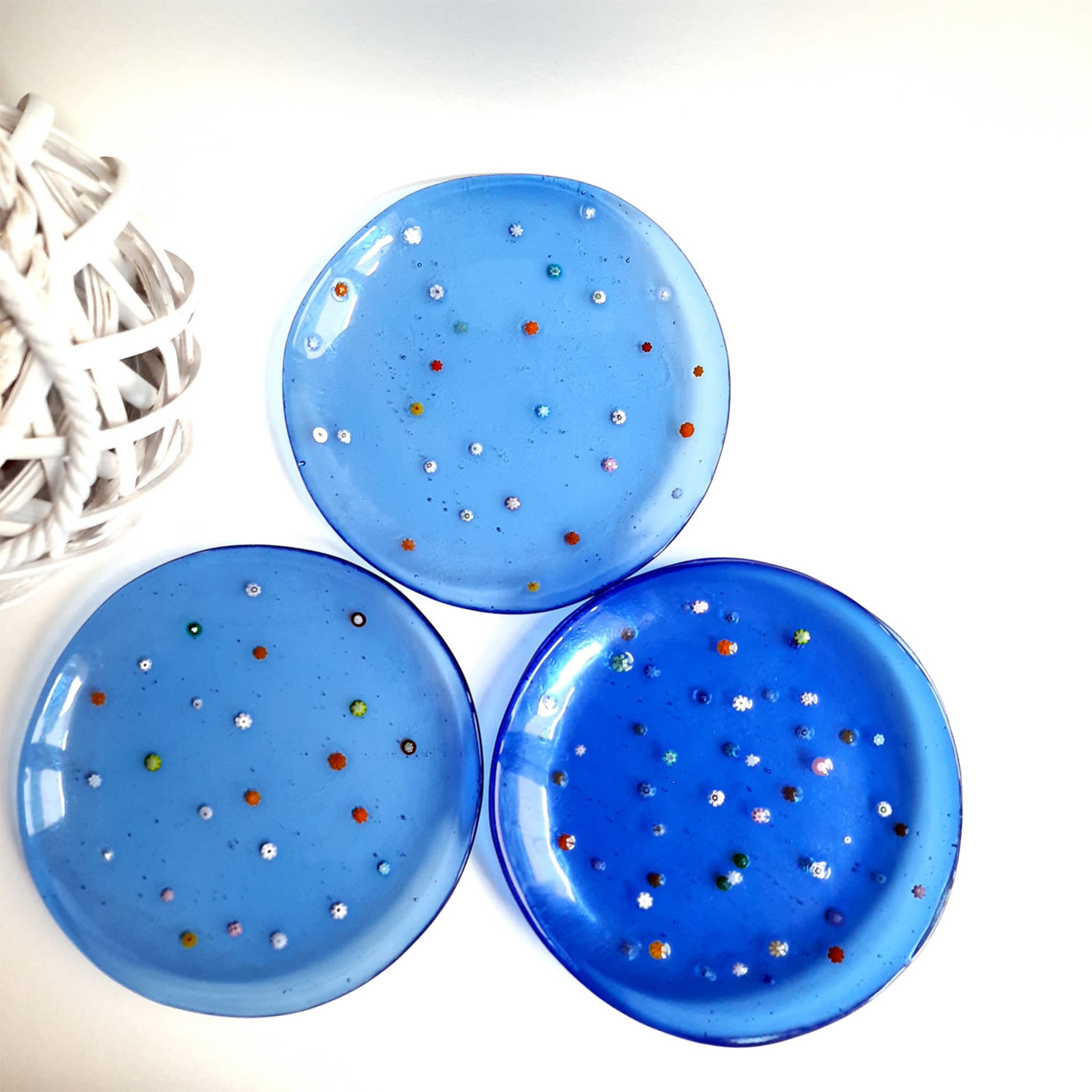Mare Set Of 4 Blue Glass Dessert Plates - Alternative view 4