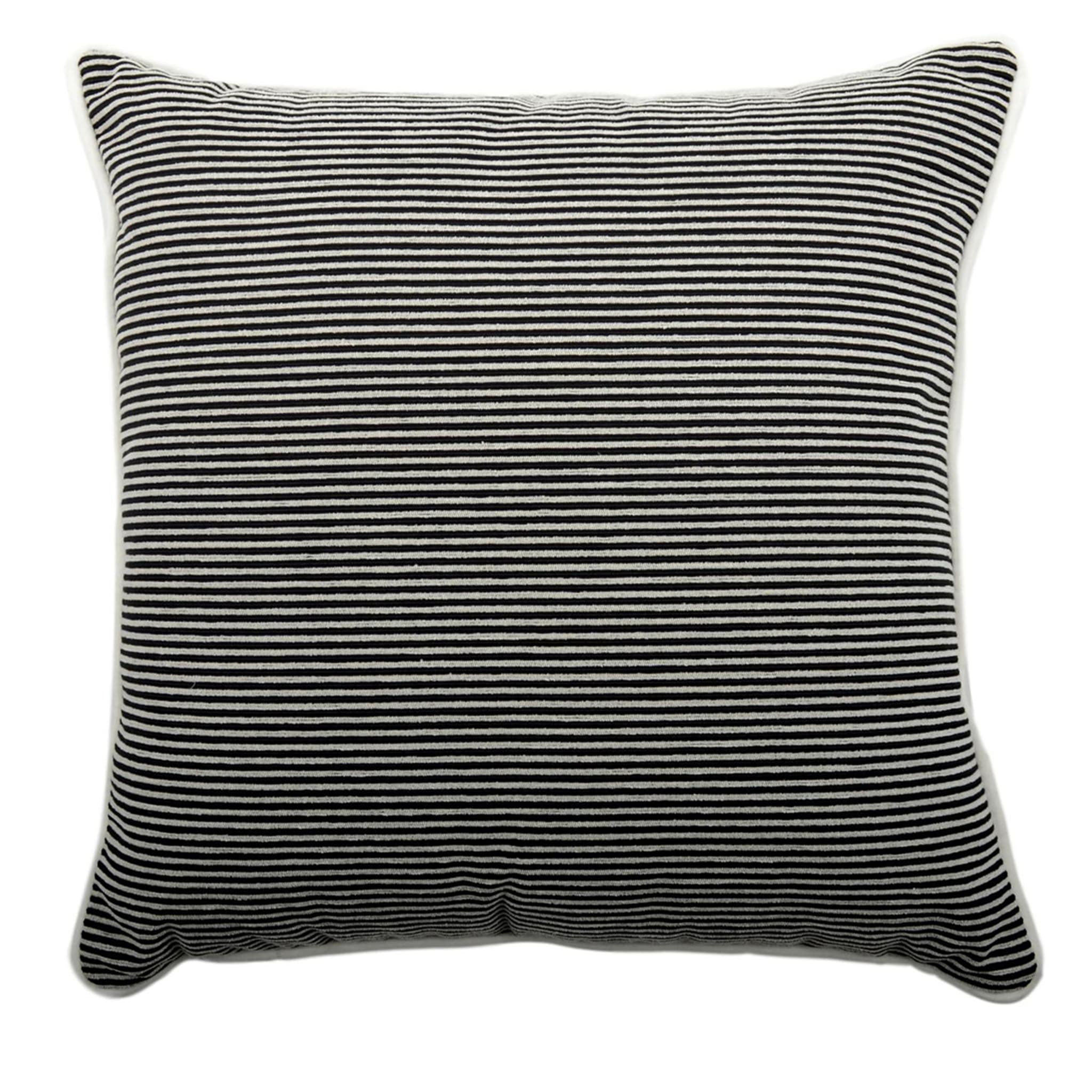 Black and White Carrè Cushion in striped jacquard fabric - Main view