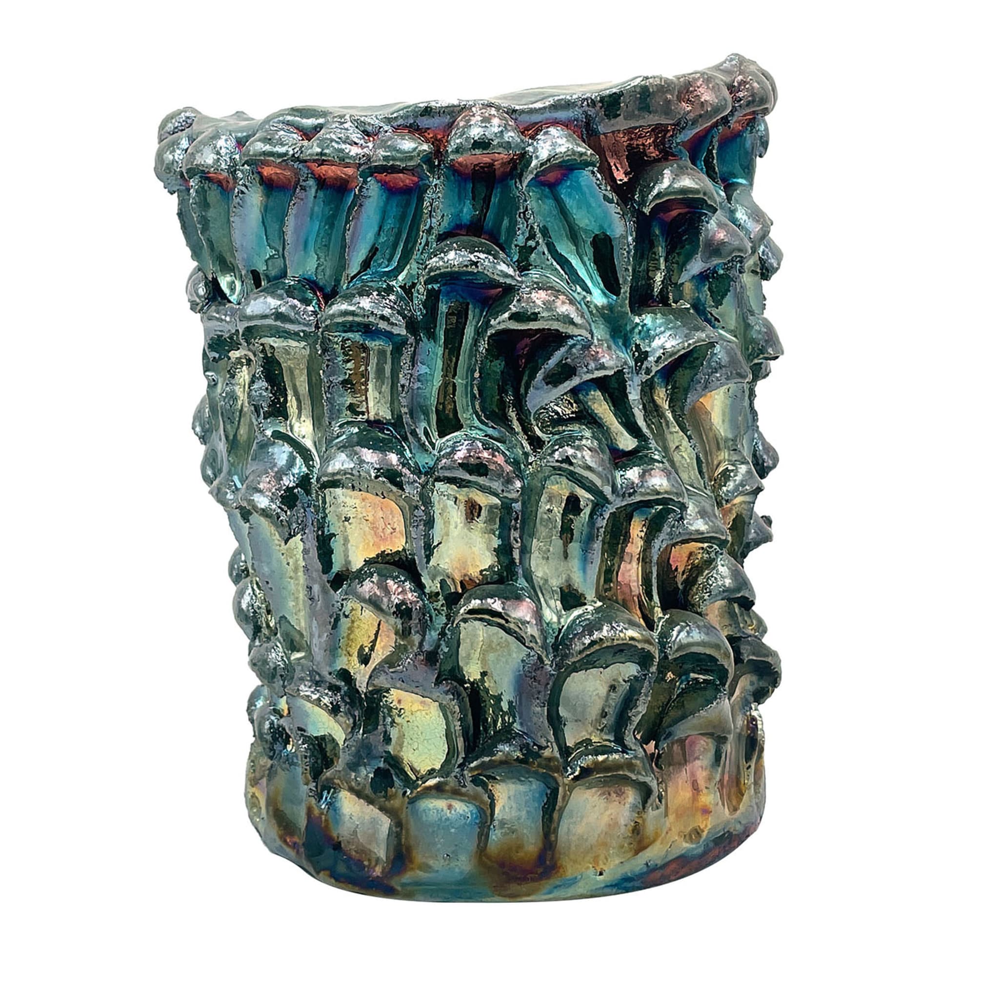 Onda Iridescent Metallic Raku Vase #5 - Main view