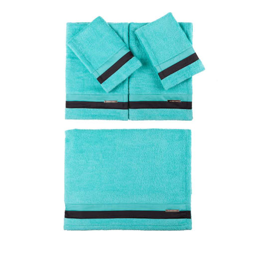 Set di asciugamani da bagno grandi - verde acqua e nero