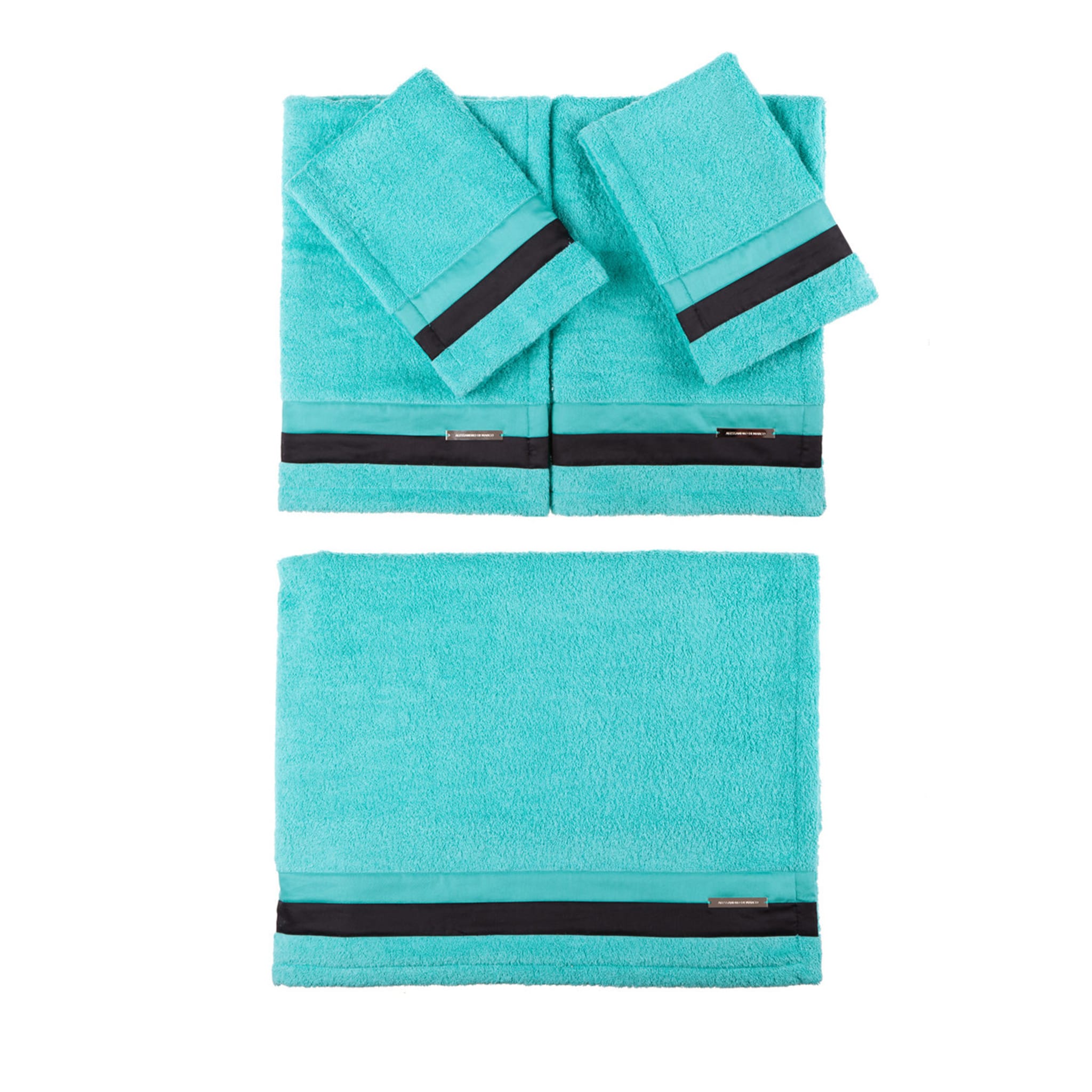 Set di asciugamani da bagno grandi - verde acqua e nero - Vista principale