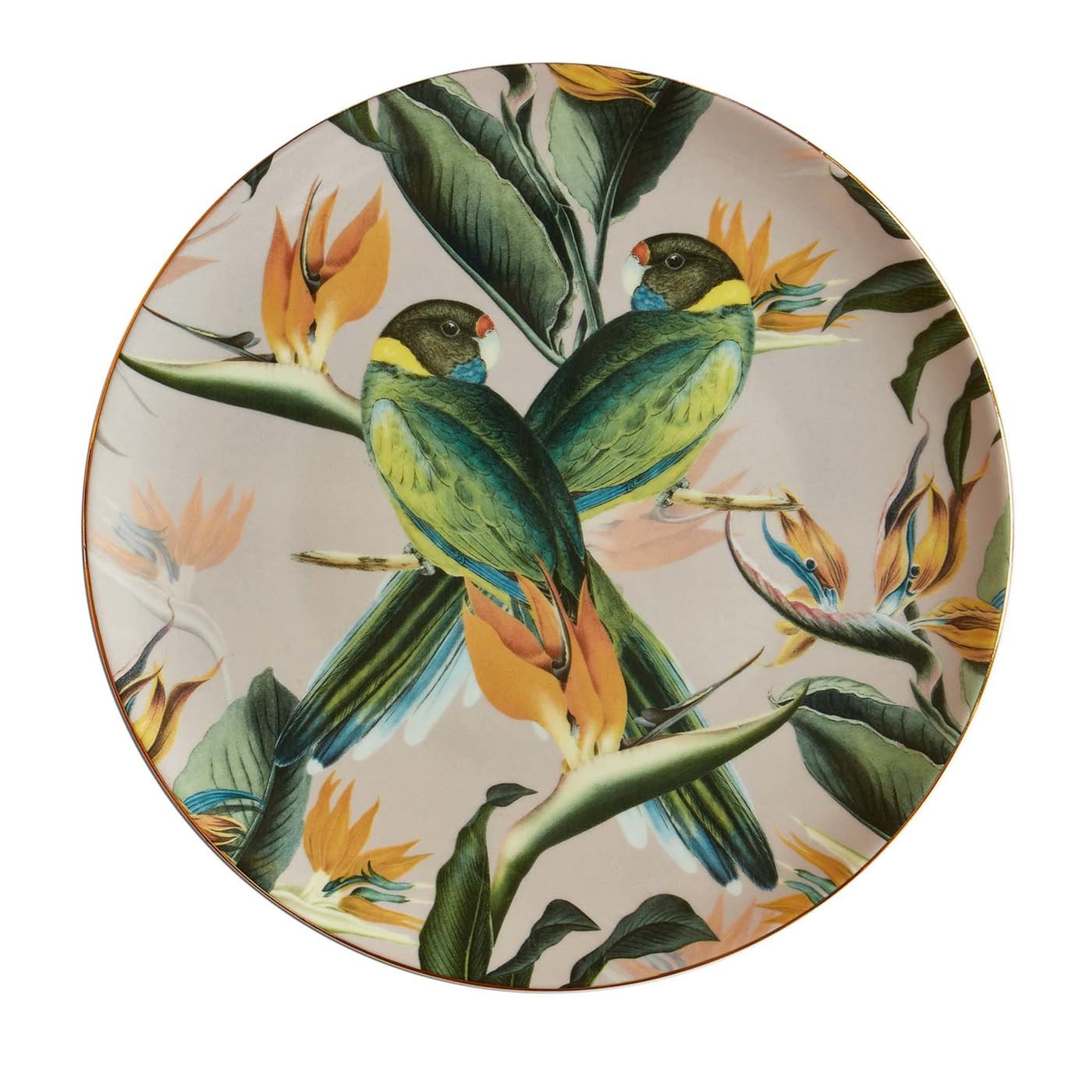 Animalia Porcelain Dinner Plate With Parrots And Strelitzias - Main view
