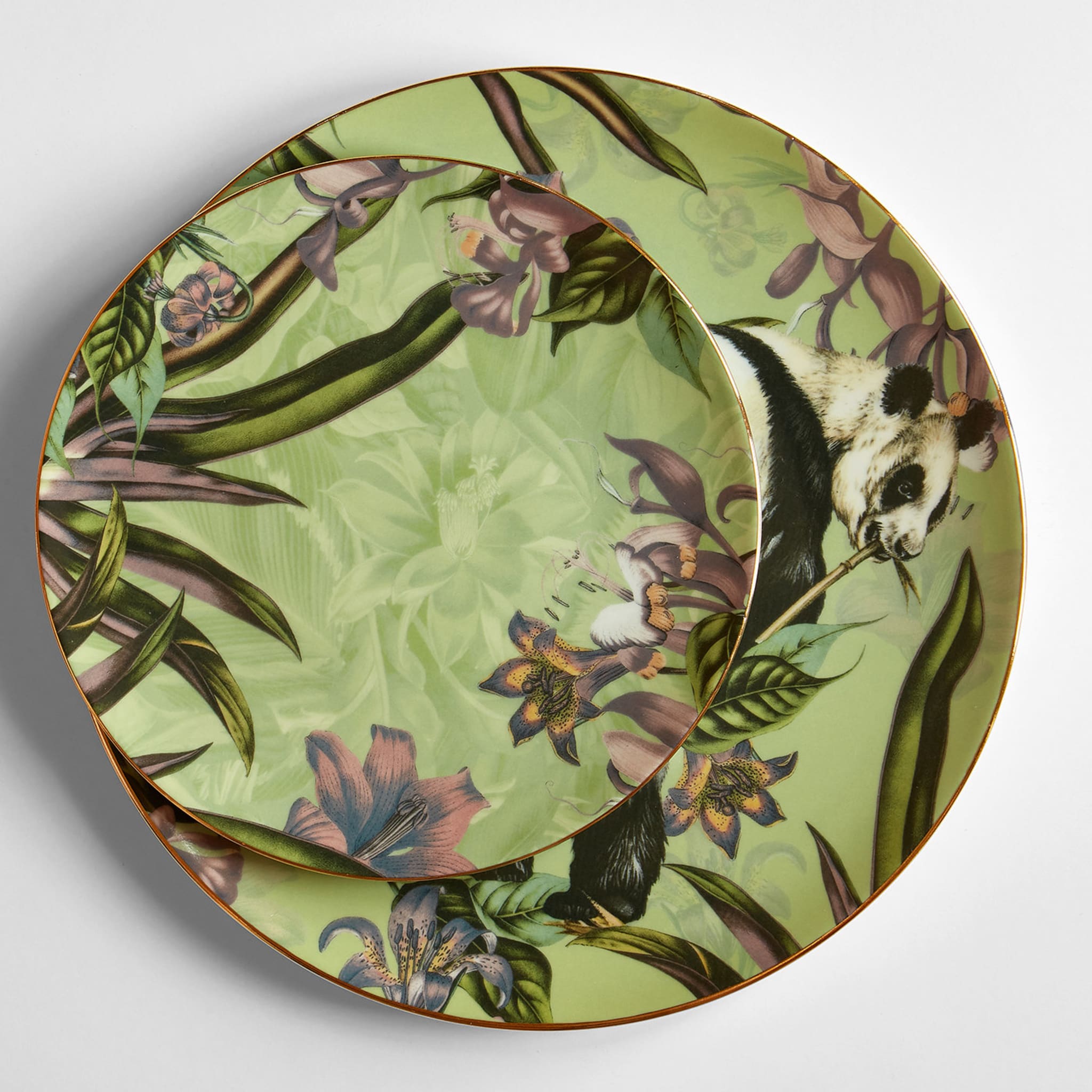 Animalia Porcelain Dinner Plate With Pandas And Purple Flowers - Alternative view 1
