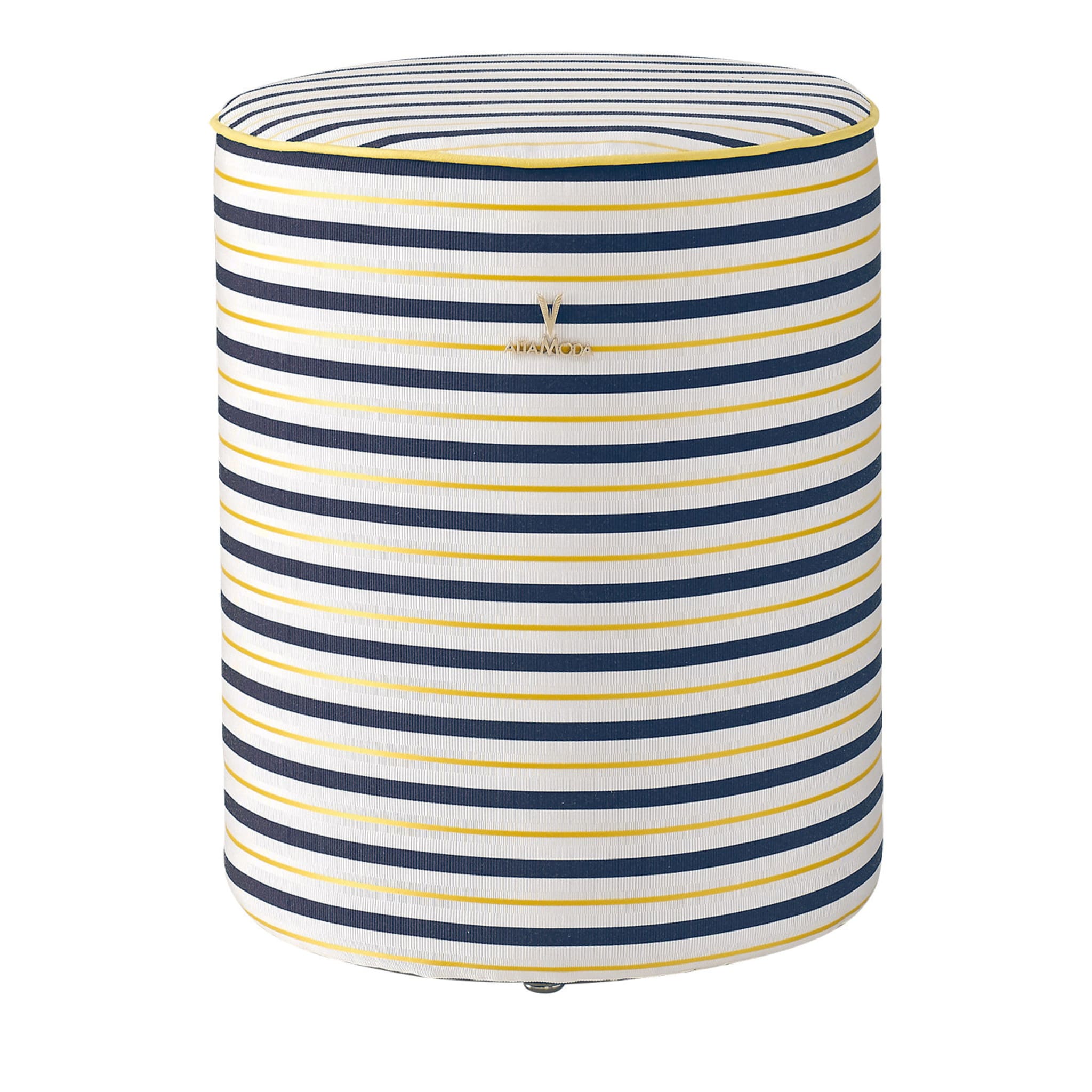 Honey Pouf with Blue and Yellow Stripes - Main view