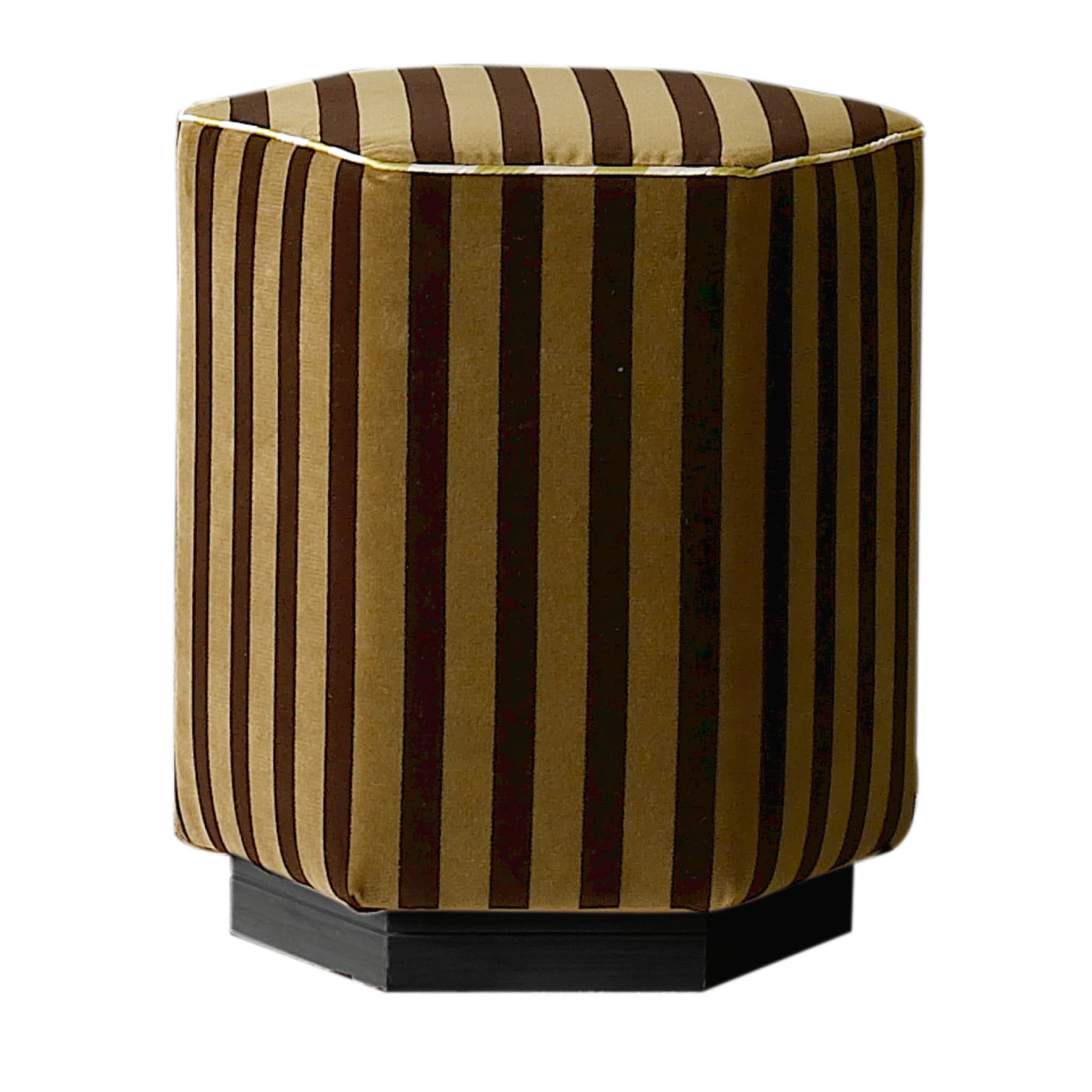 JN 151 Striped Pouf in Gold and Black - Main view