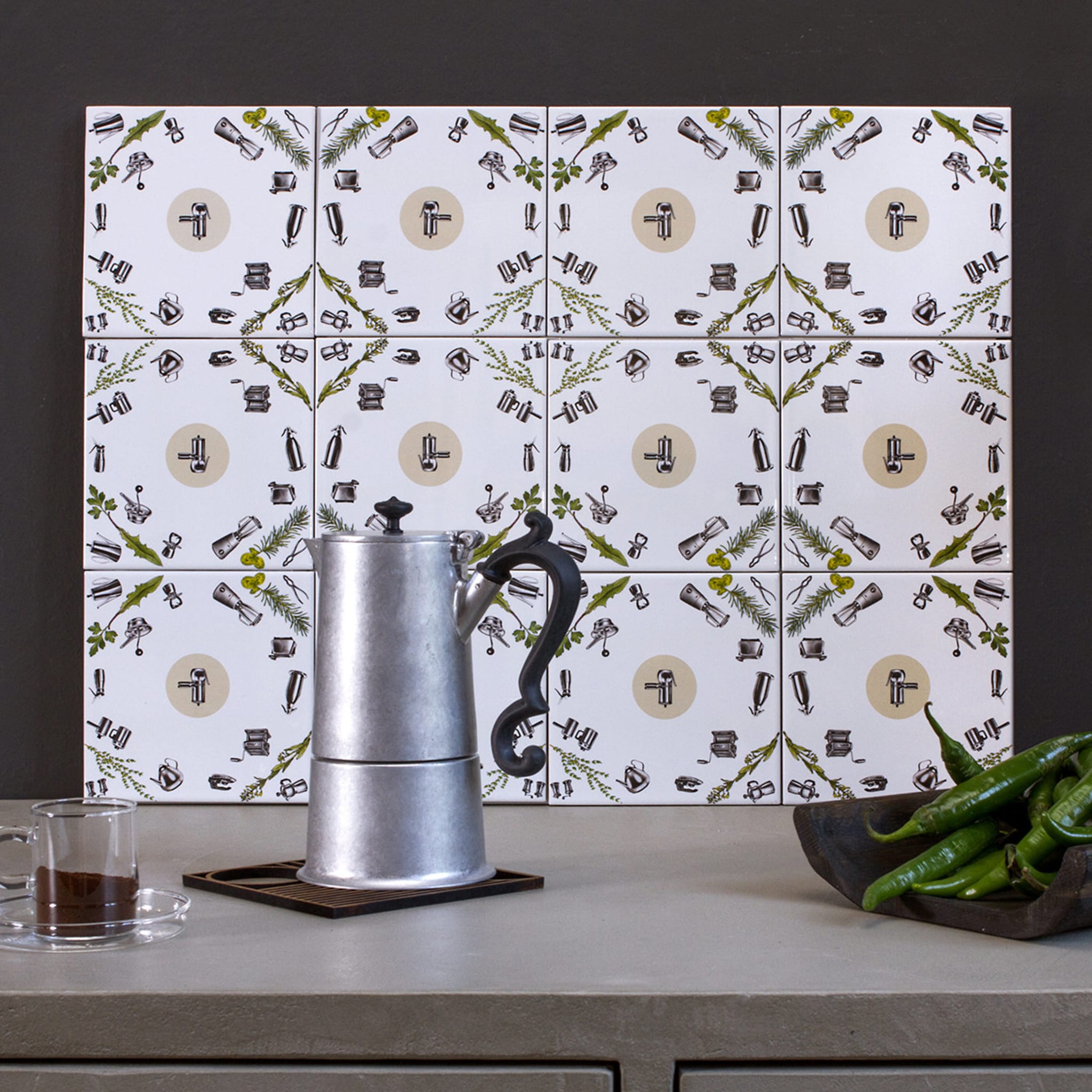 Set of 12 Cooker's Casalingo Green Wall Tiles  - Alternative view 1