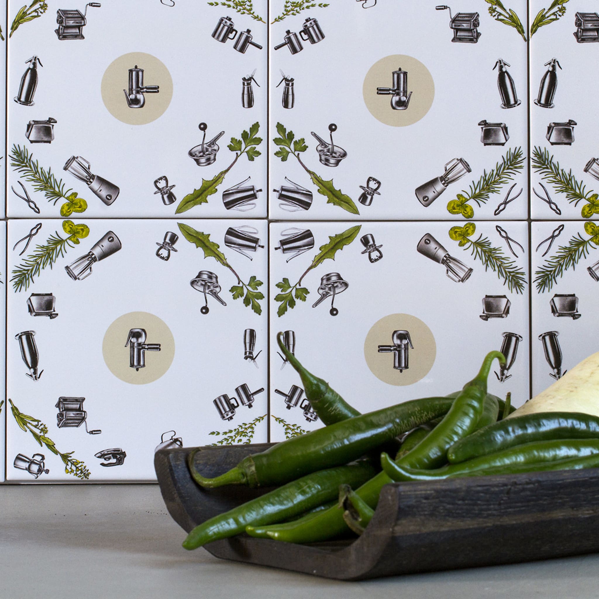 Set of 12 Cooker's Casalingo Green Wall Tiles  - Alternative view 2