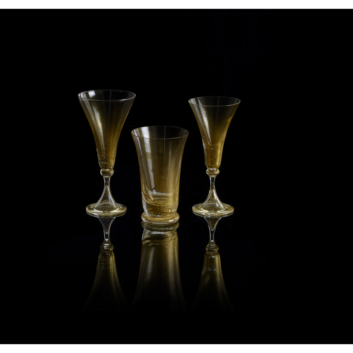 Set of 6 Flora Long Drink Glasses - 24k Gold Leaf - Mara Dal Cin for DFN