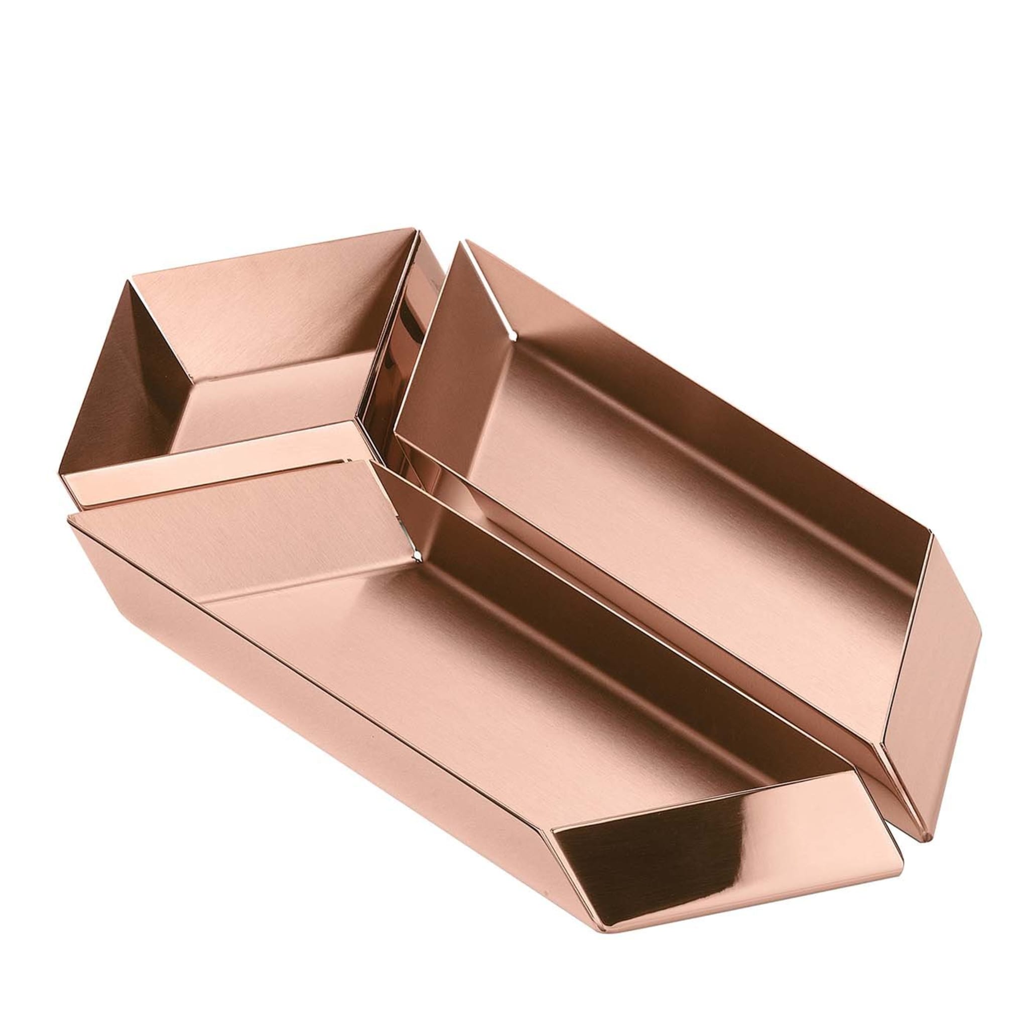 Set of 3 Axonometry Small Parallelepiped Copper Trays by Elisa Giovannoni - Main view
