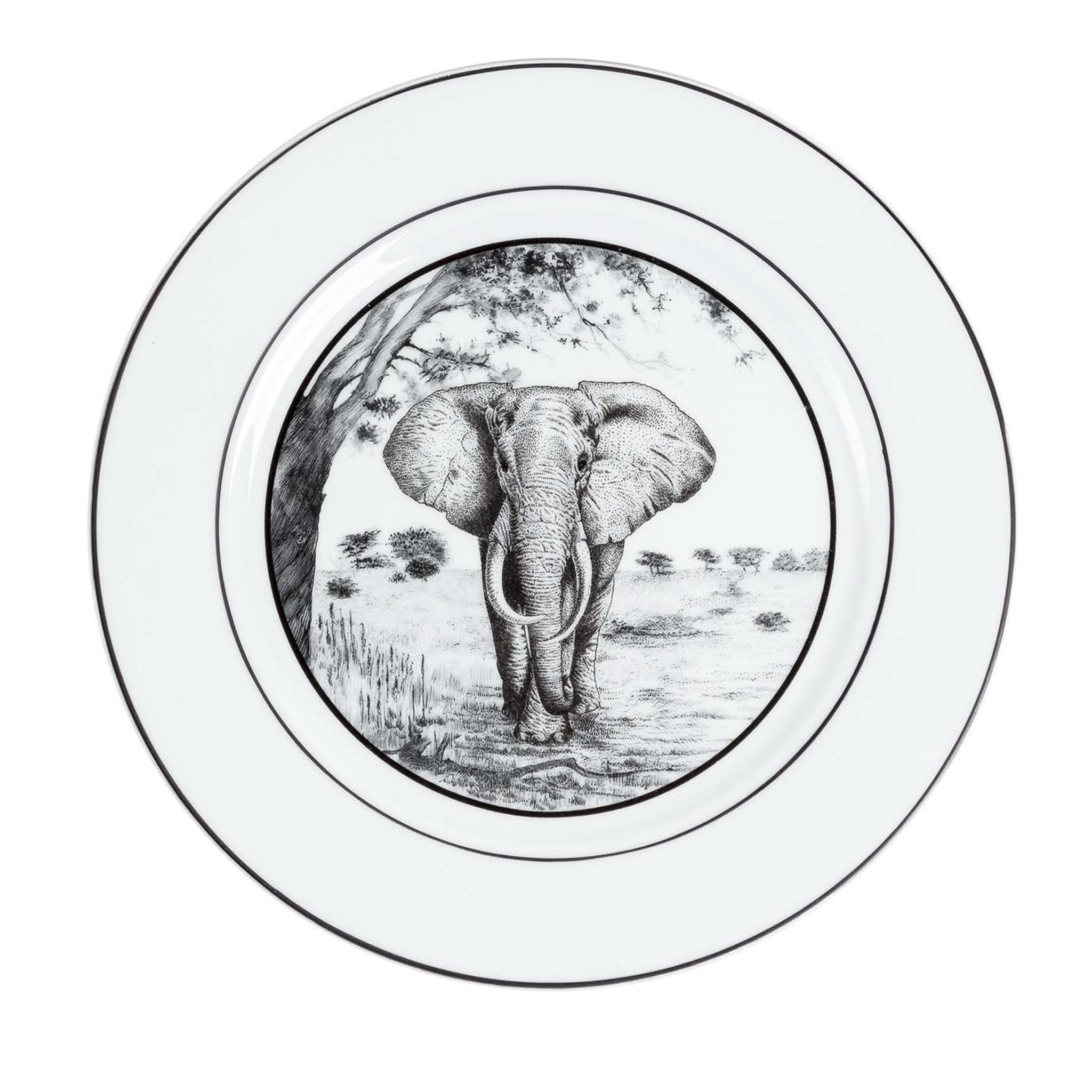 Lot de 4 petites assiettes plates Africa Nera Elephant - Vue principale