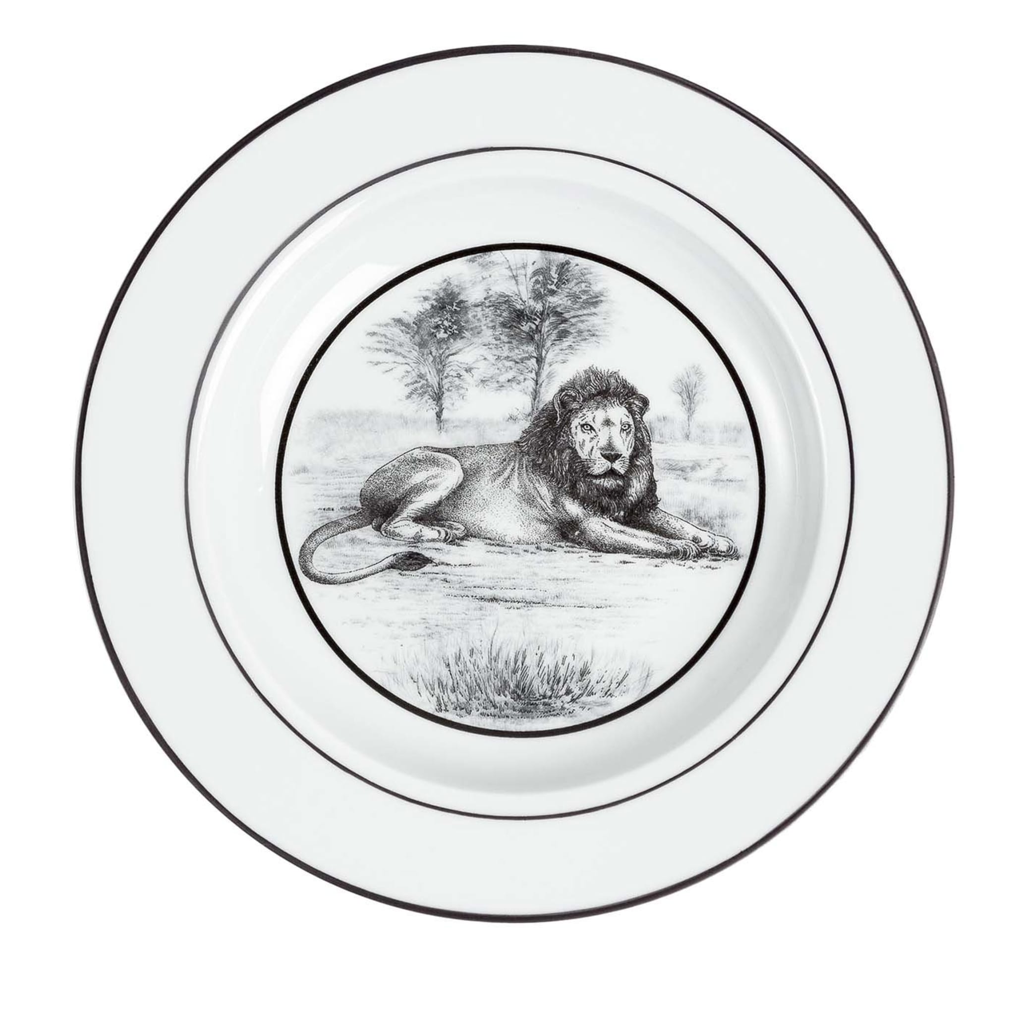Set of 4 Africa Nera Lion Pasta Plates - Main view