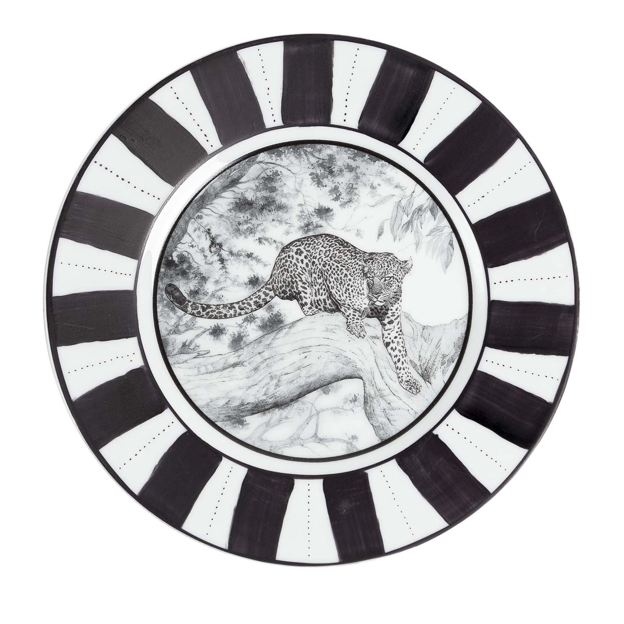 Set of 4 Africa Nera Leopard Small Dinner Plates - Main view