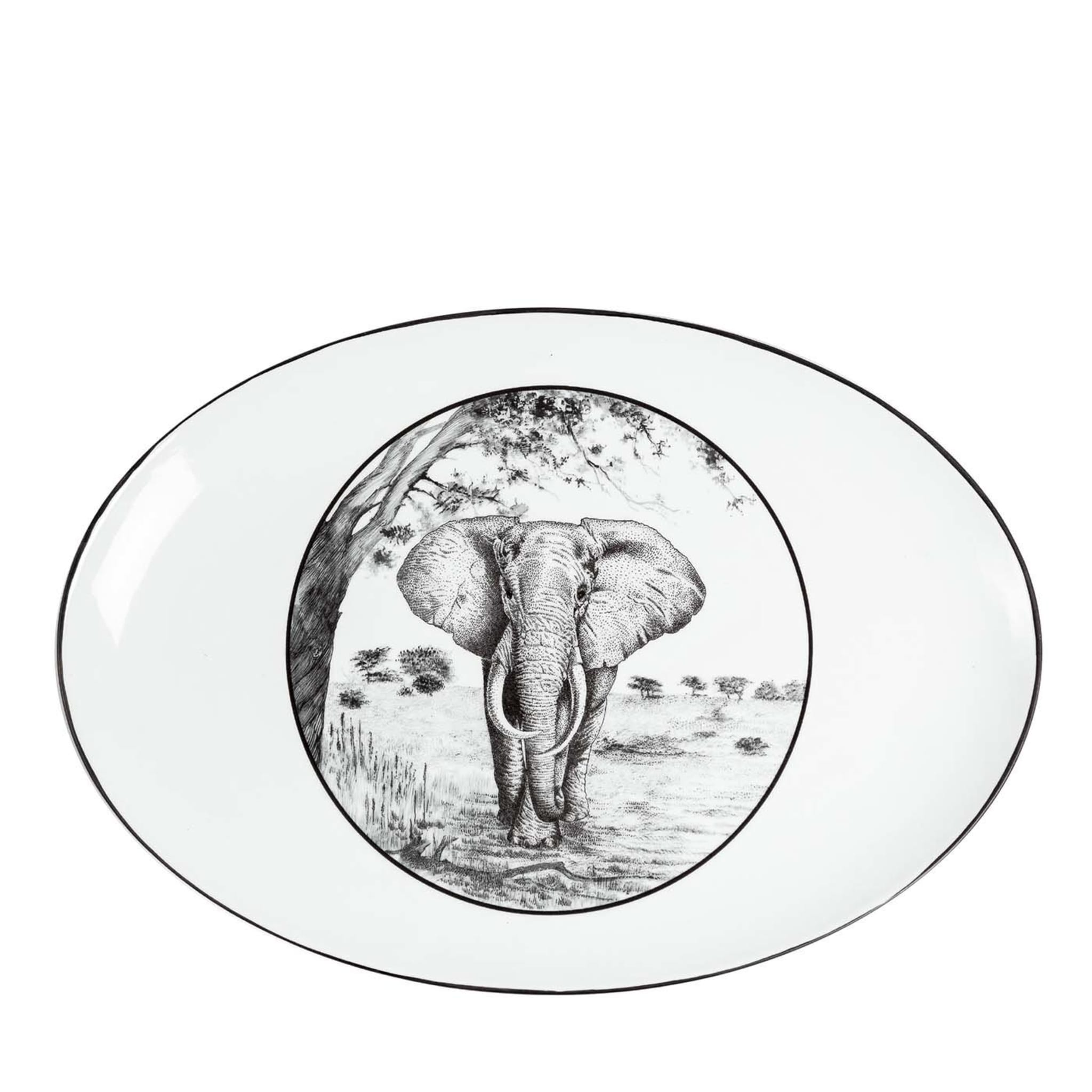 Africa Nera Elephant Oval Tray - Vue principale
