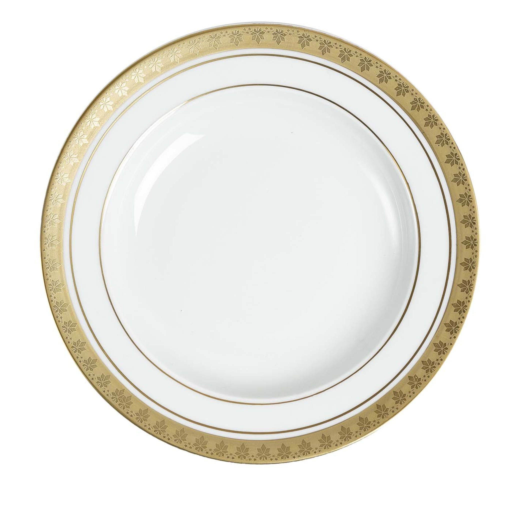 Set de 6 assiettes creuses blanc et or - Vue principale