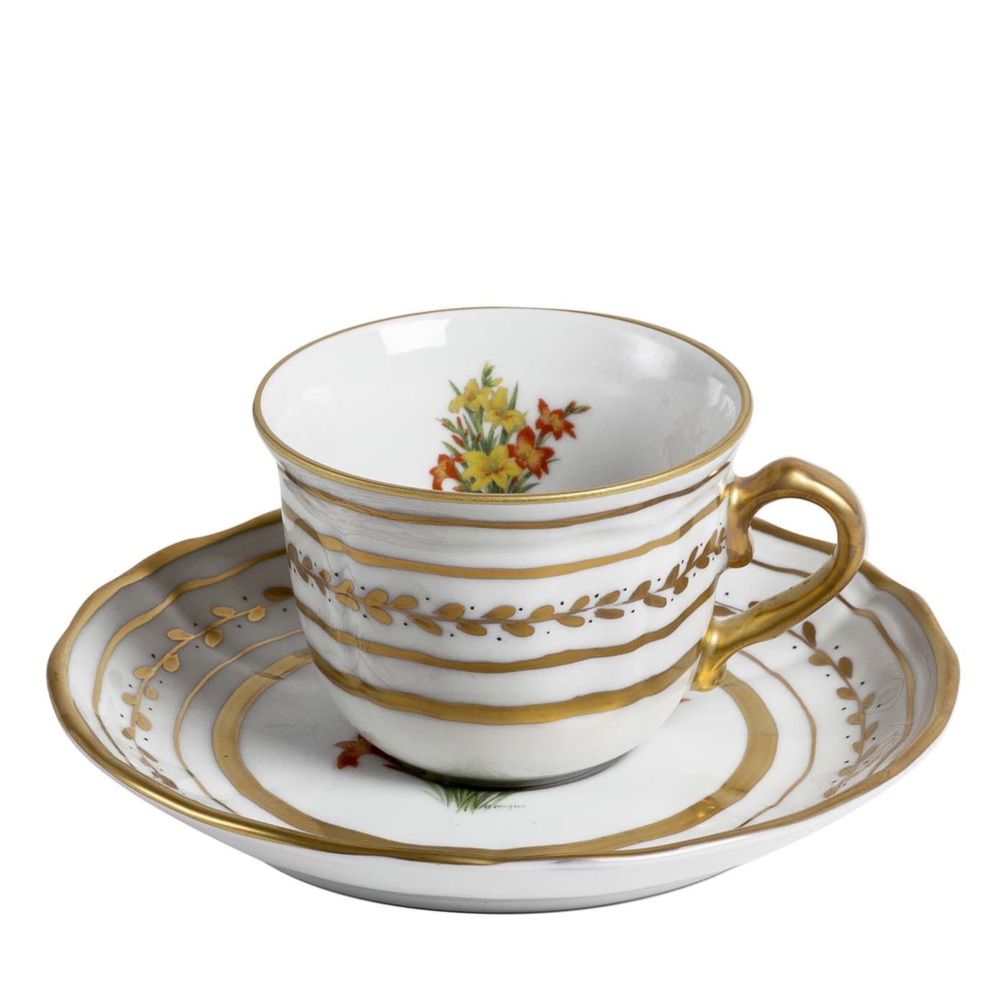 Set of 2 Flowers Coffee Cups with Breakfast Saucers - Main view