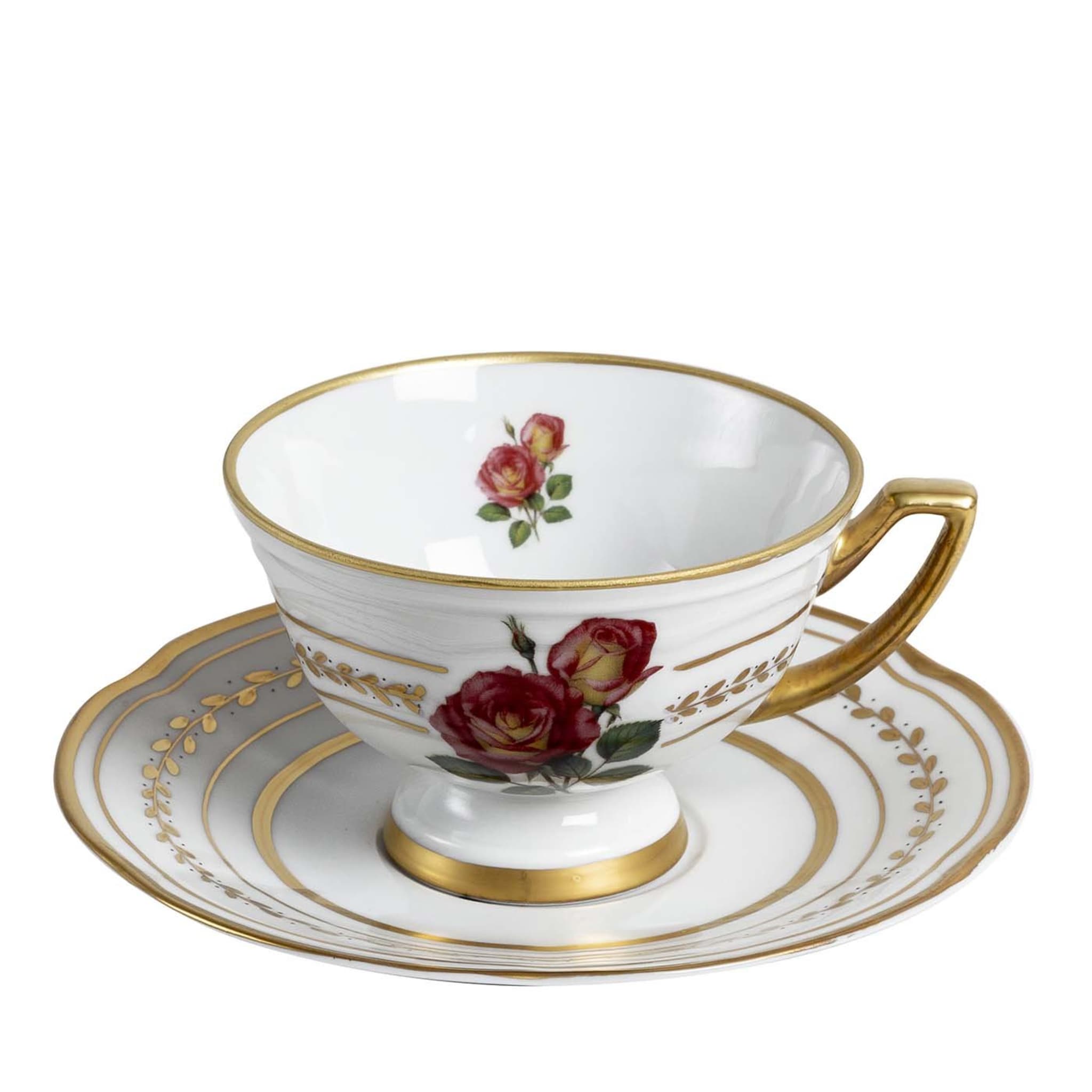 Set di 4 tazze e piattini da tè con fiori - Vista principale