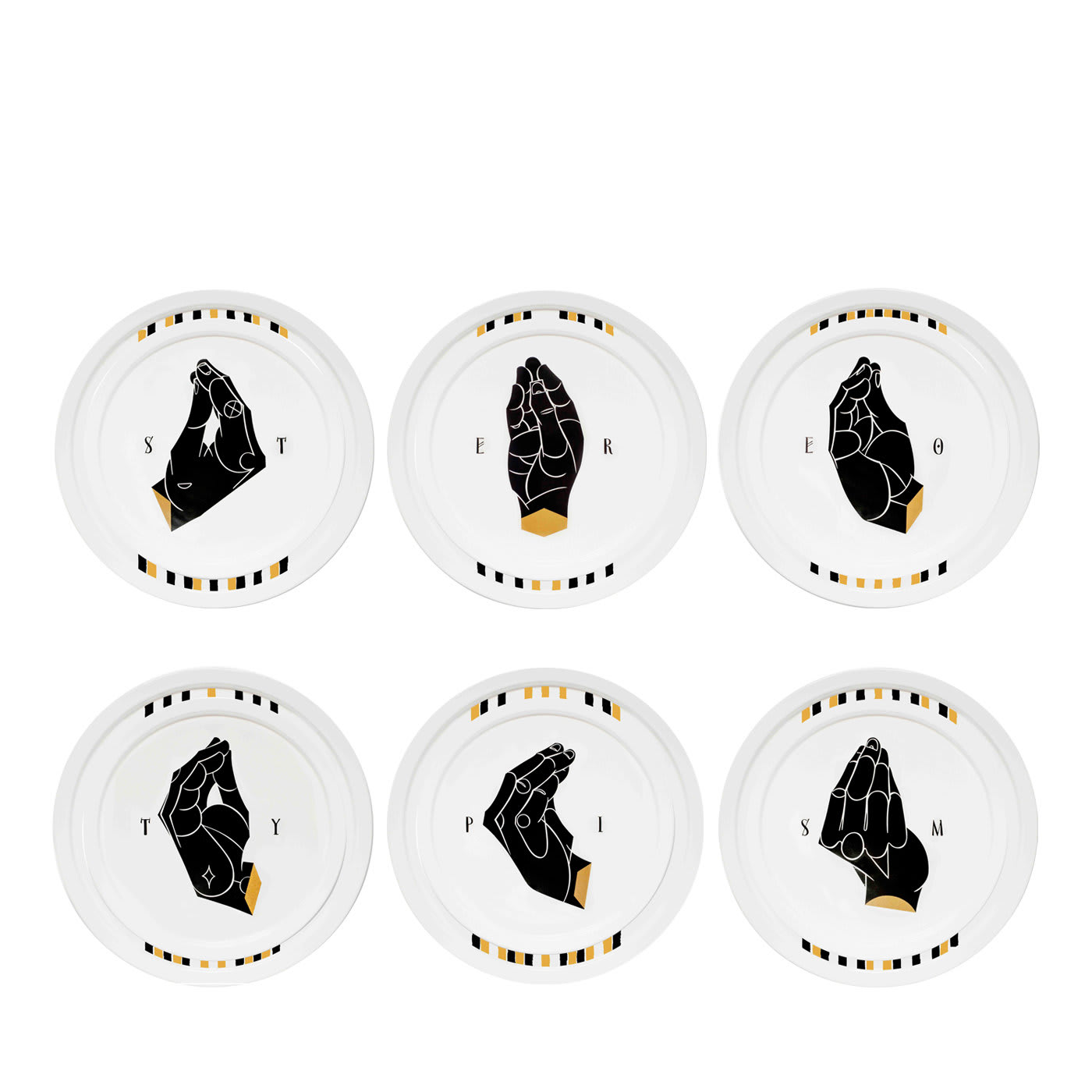 Set of 6 + 6 Stereotypism Dinner Plates and Large Dinner Plates - Casalinghe di Tokyo