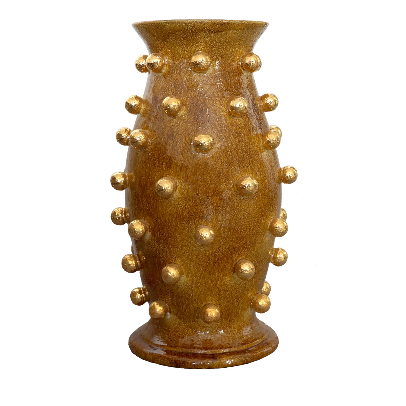Mustard Yellow Vase with Golden Spheres  - ND Dolfi