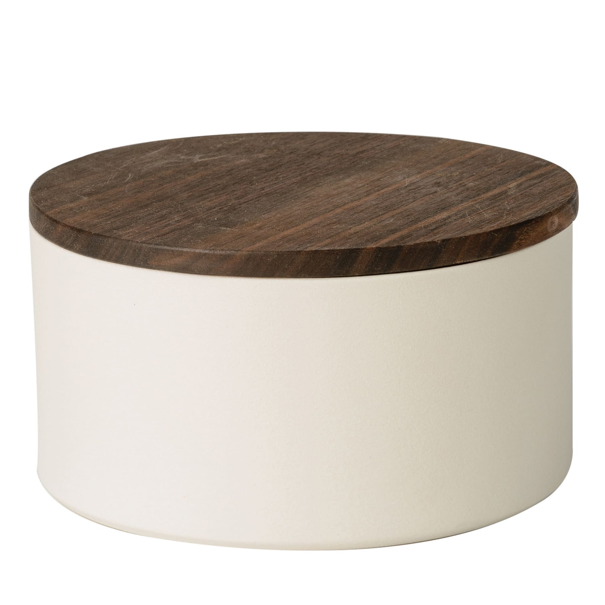 Large Round Ceramic Container with Wooden Lid - Main view
