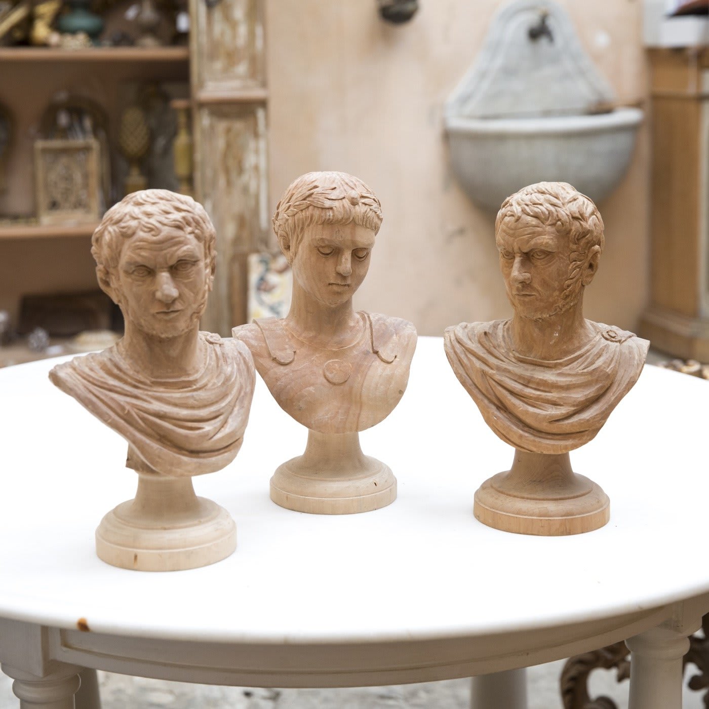 Busto Cesare Wood Sculpture - Bartolozzi e Maioli Bottega d'Arte