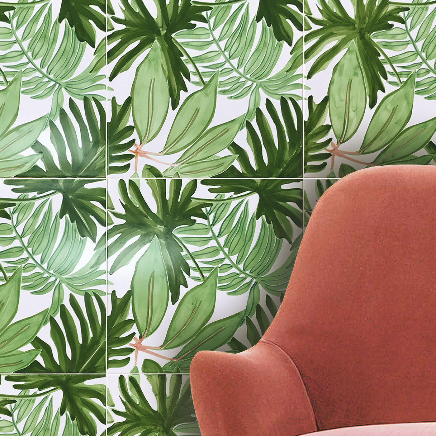 Verde Verticale Tropical Set of 4 Ceramic Tiles - Francesco De Maio