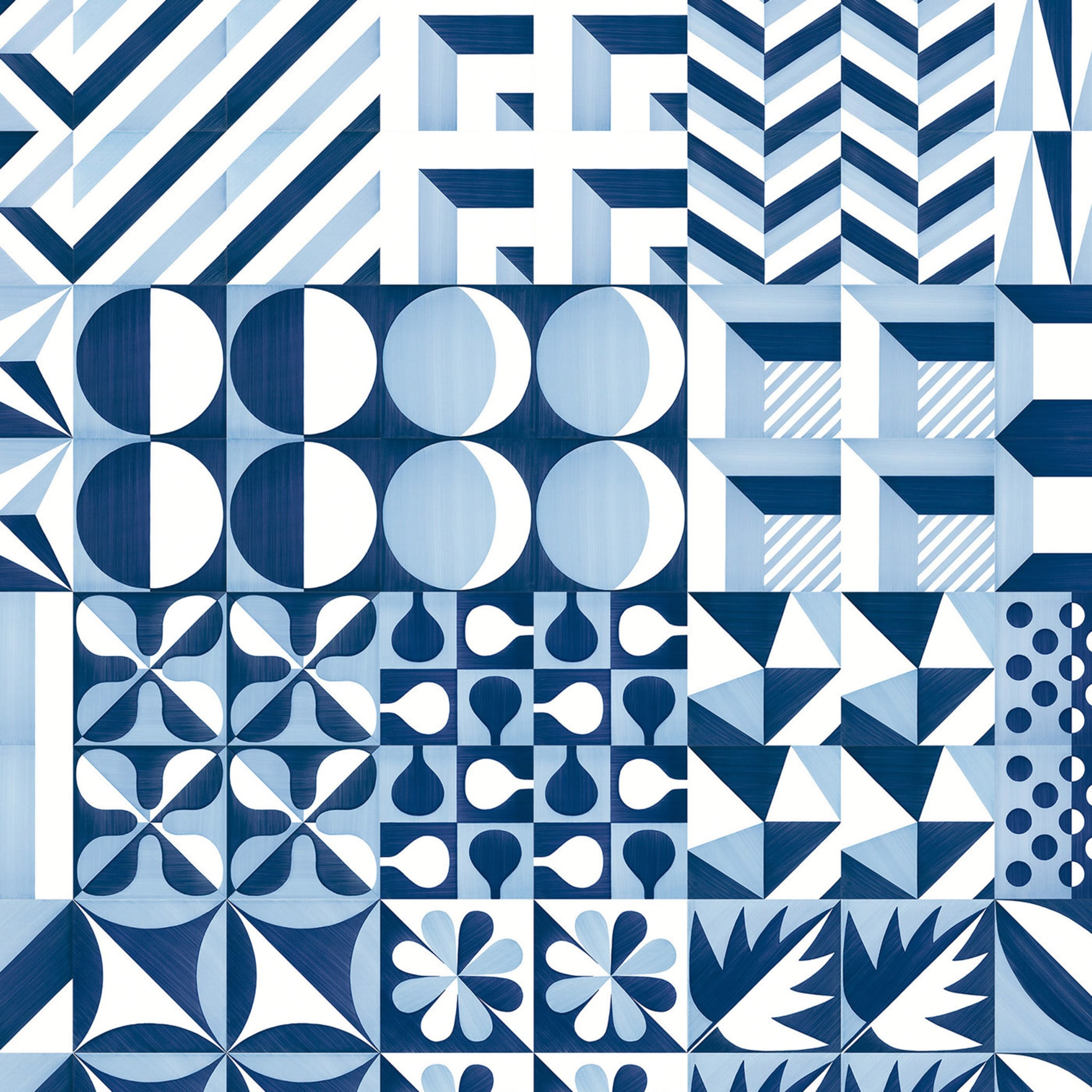 Set of 25 Tiles Blu Ponti Decoration Type 23 by Gio Ponti - Alternative view 2