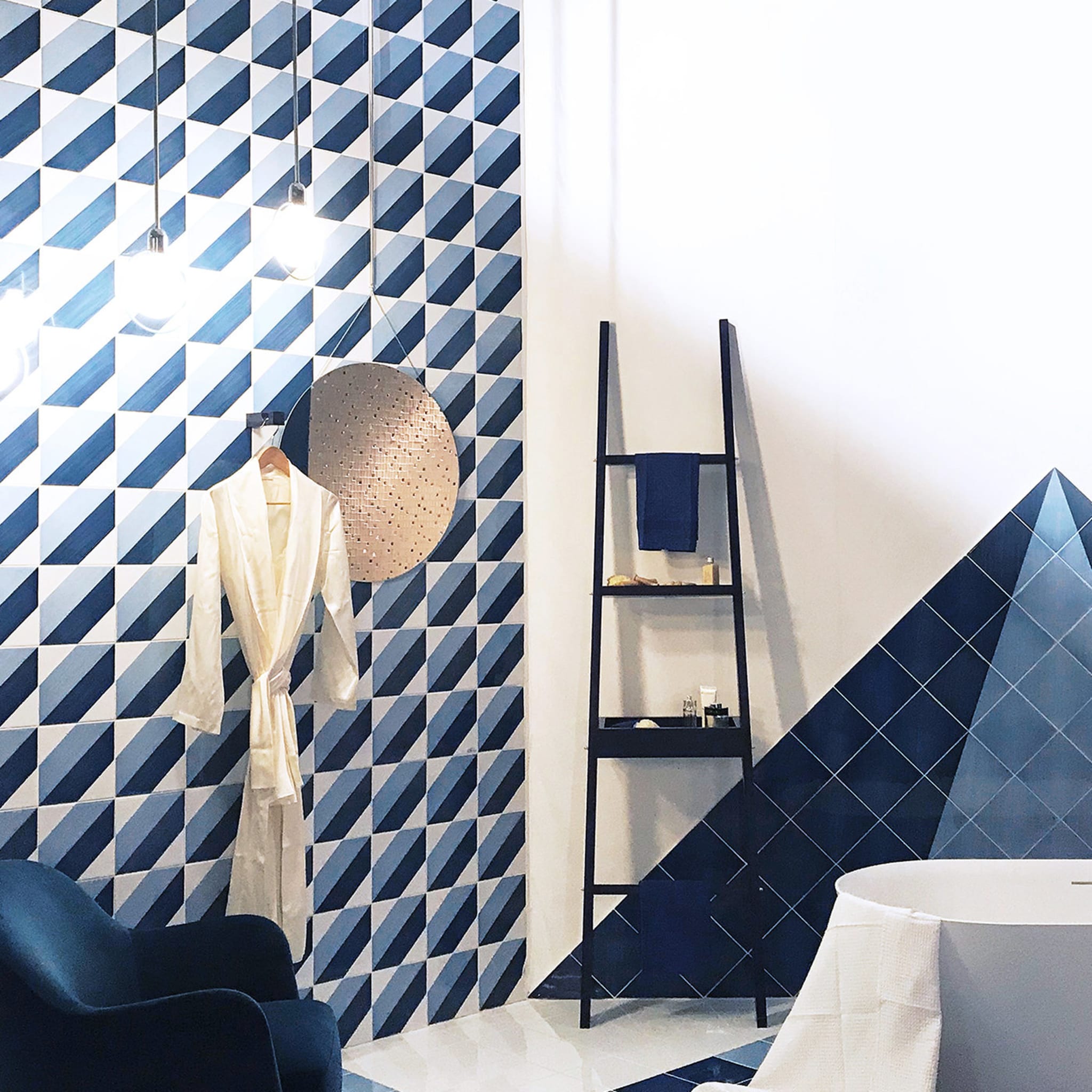 Set of 25 Tiles Blu Ponti Decoration Type 30 by Gio Ponti - Alternative view 5