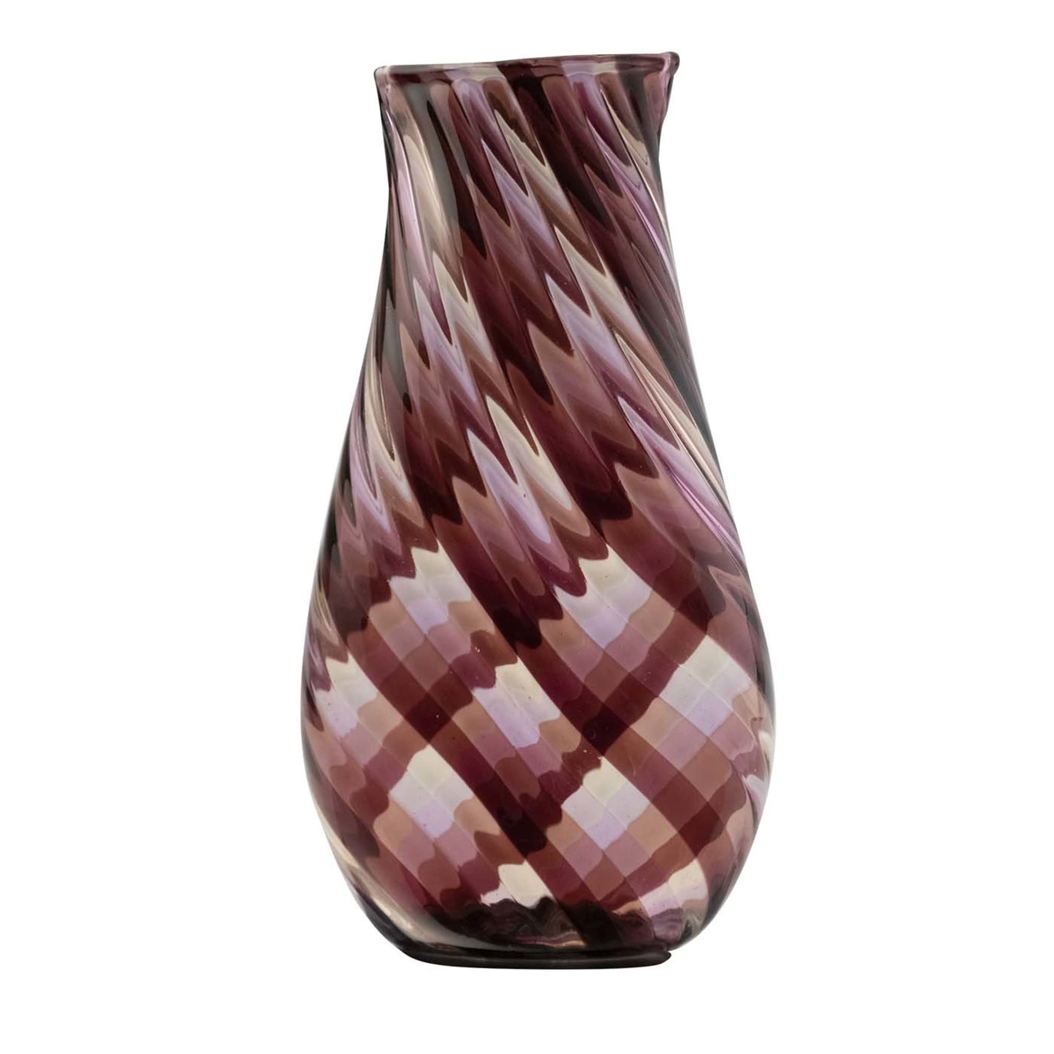 Flache Vase mit violettem Filigran von Angelo Ballarin - Hauptansicht