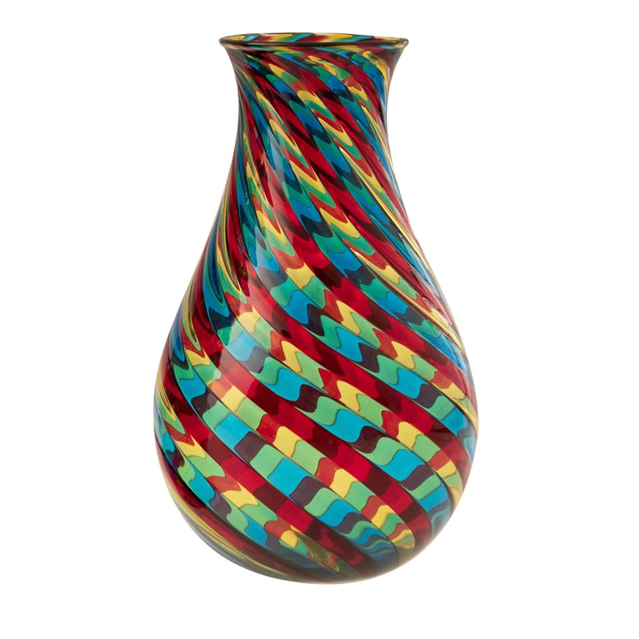 Filigrane klassische Vase in Rot und Aquamarin von Angelo Ballarin - Hauptansicht
