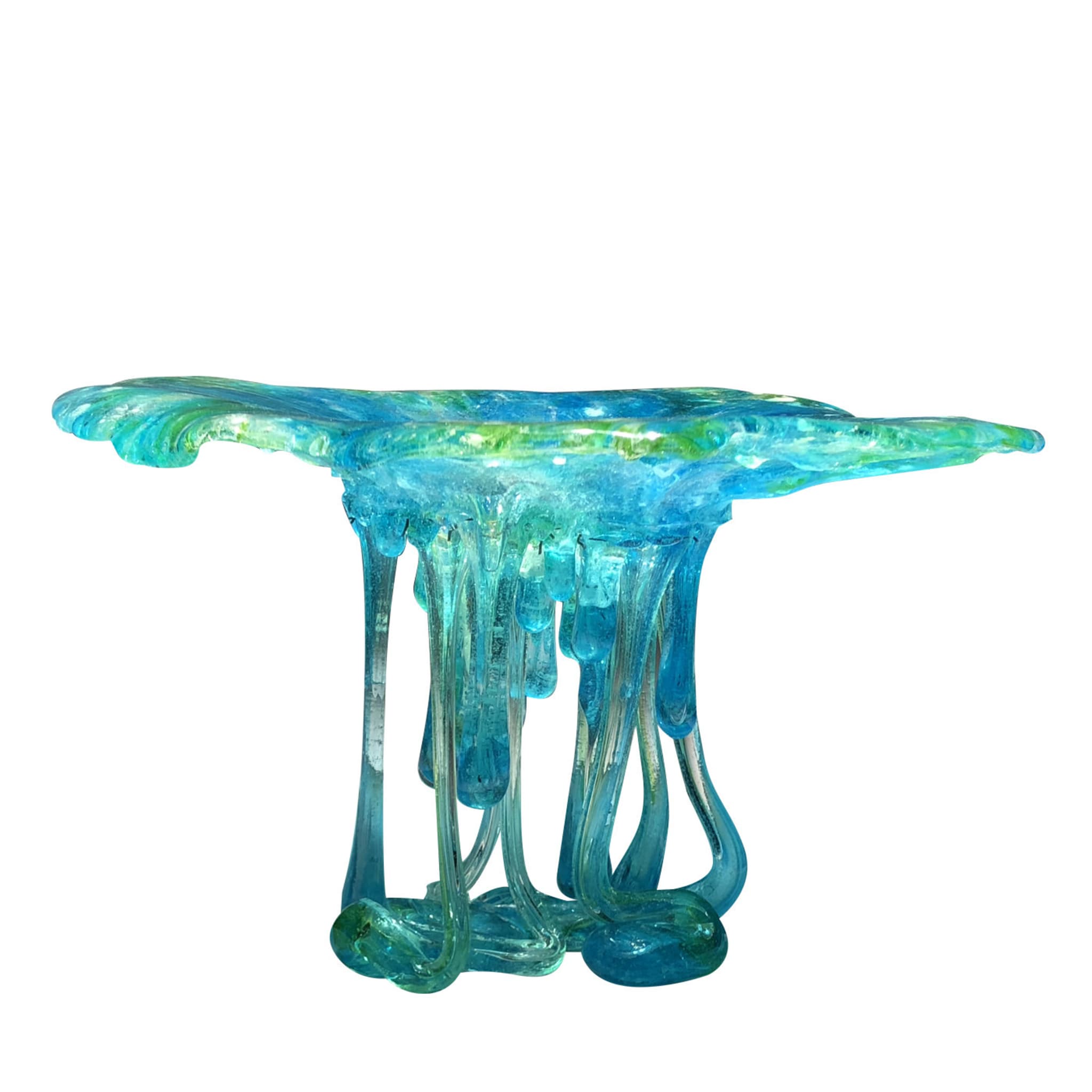 Turquoise Jellyfish Murano Glass Sculpture - Main view