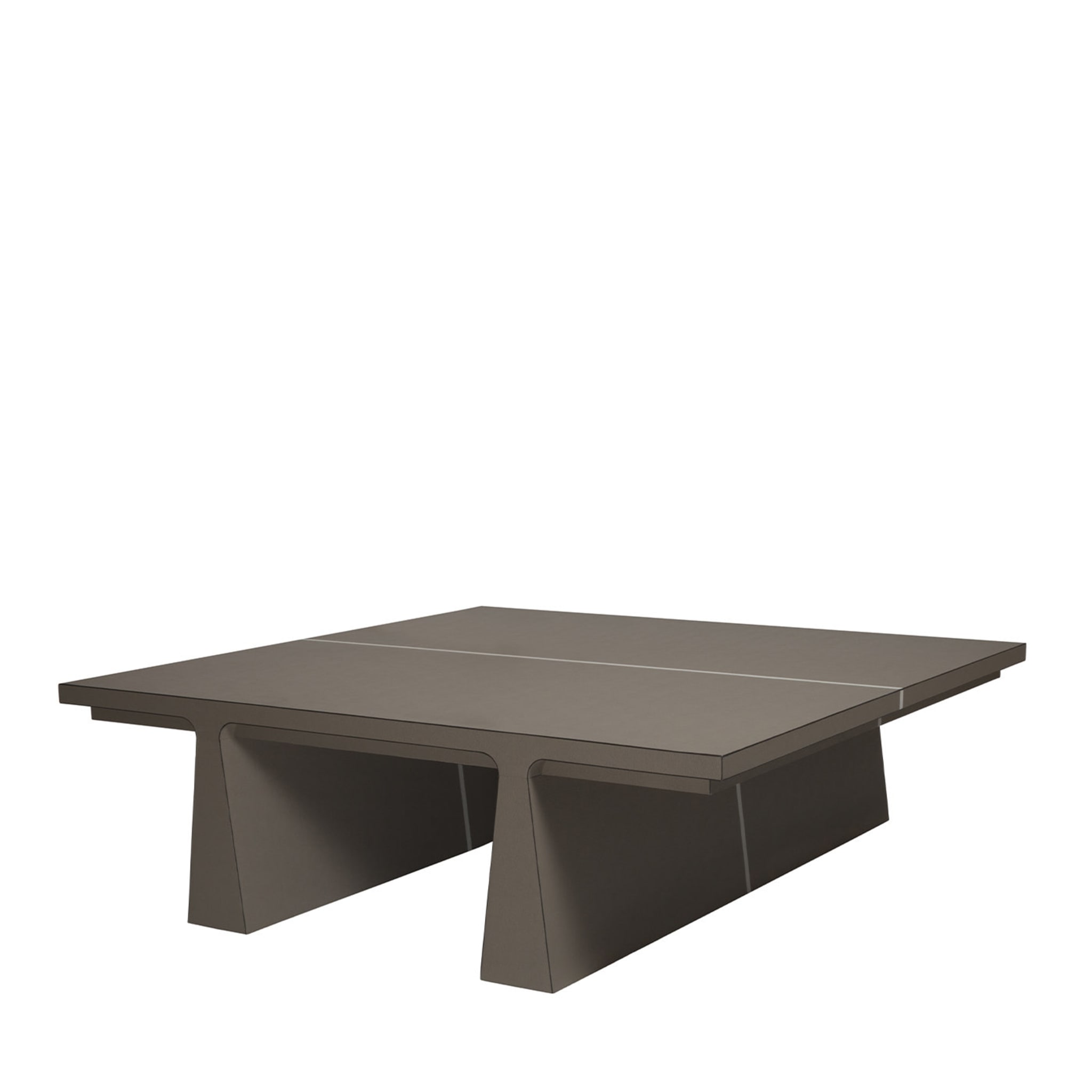 Tavolino in pelle marrone La Linea - Vista principale