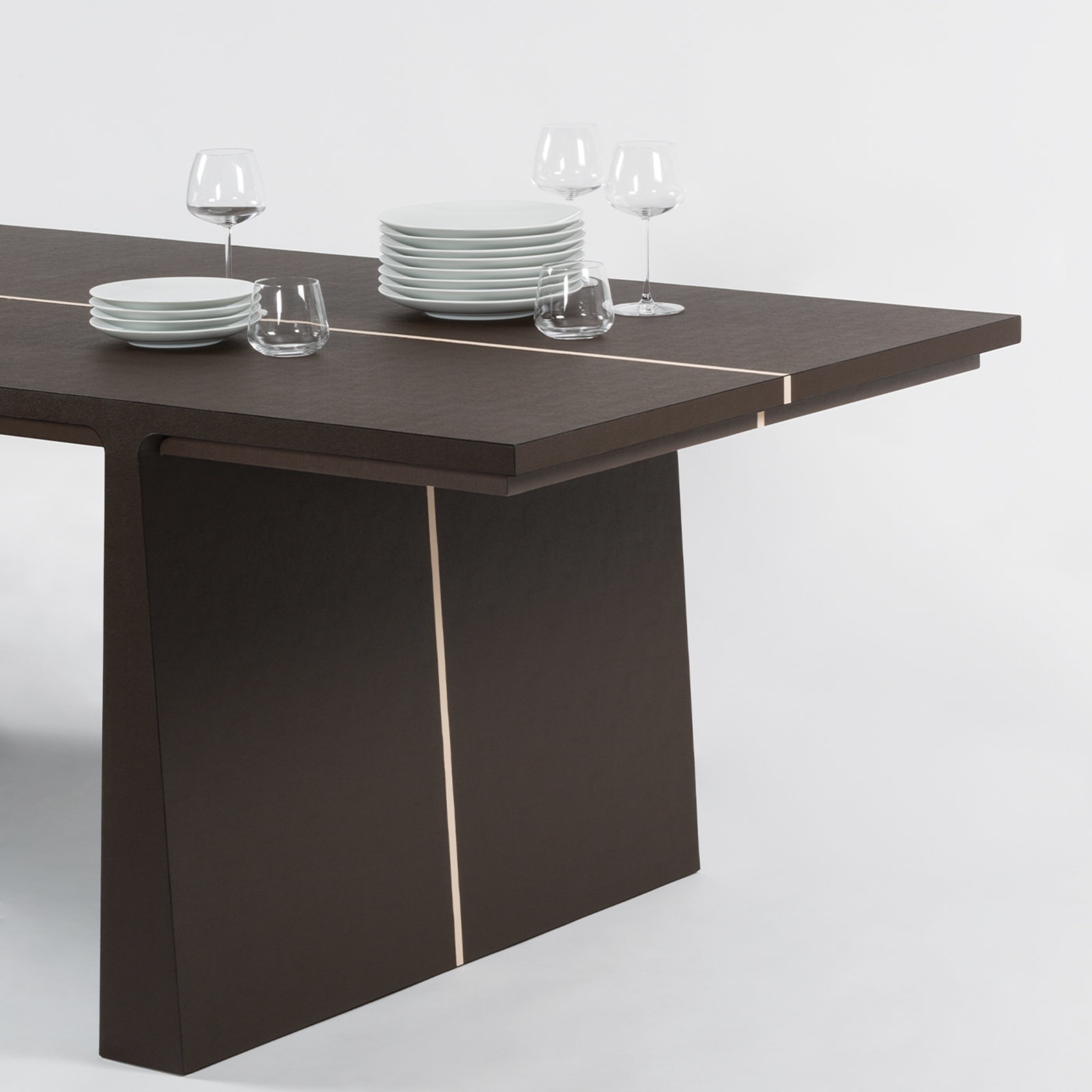 La Linea Brown Leather Desk/Dining Table - Alternative view 1