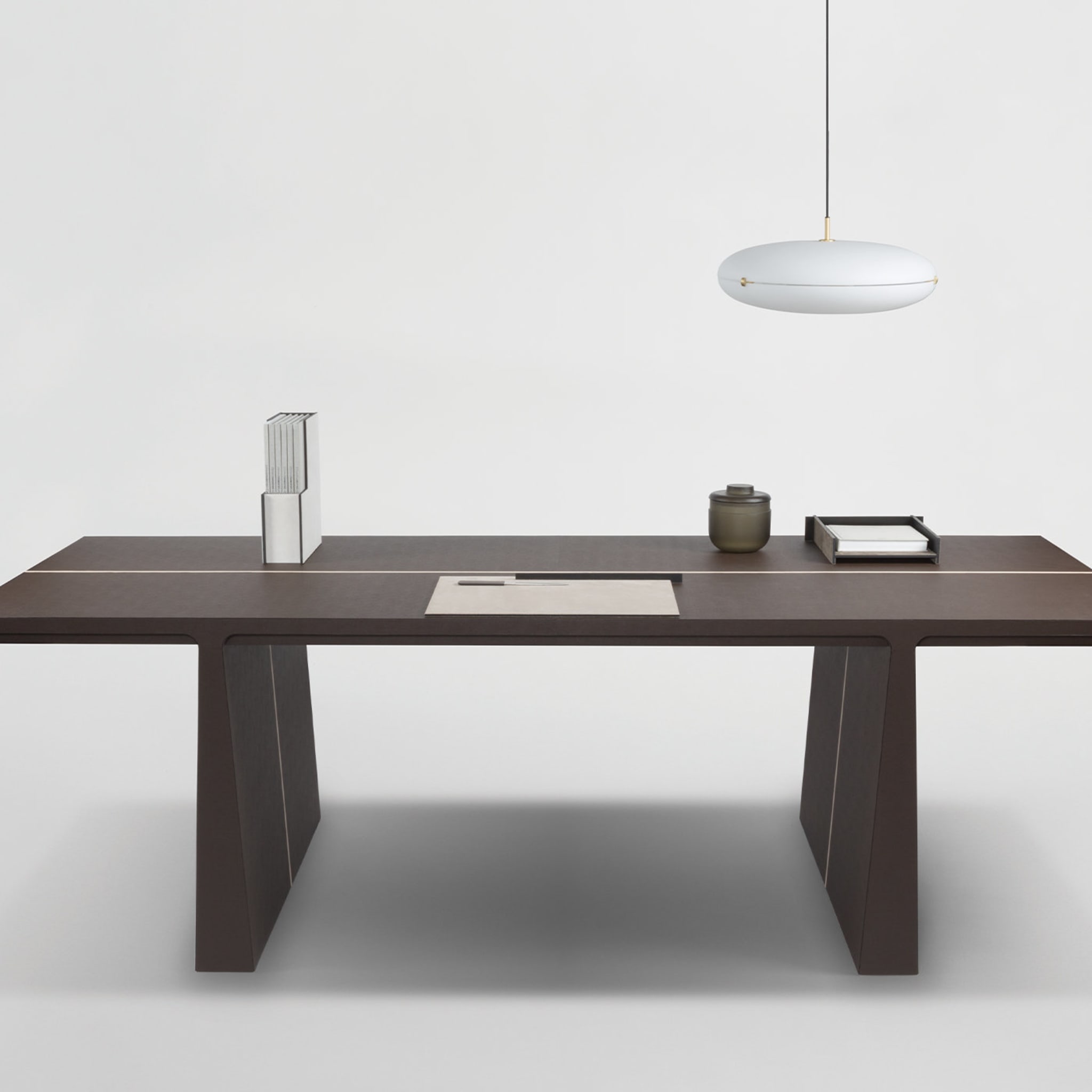 La Linea Brown Leather Desk/Dining Table - Alternative view 2