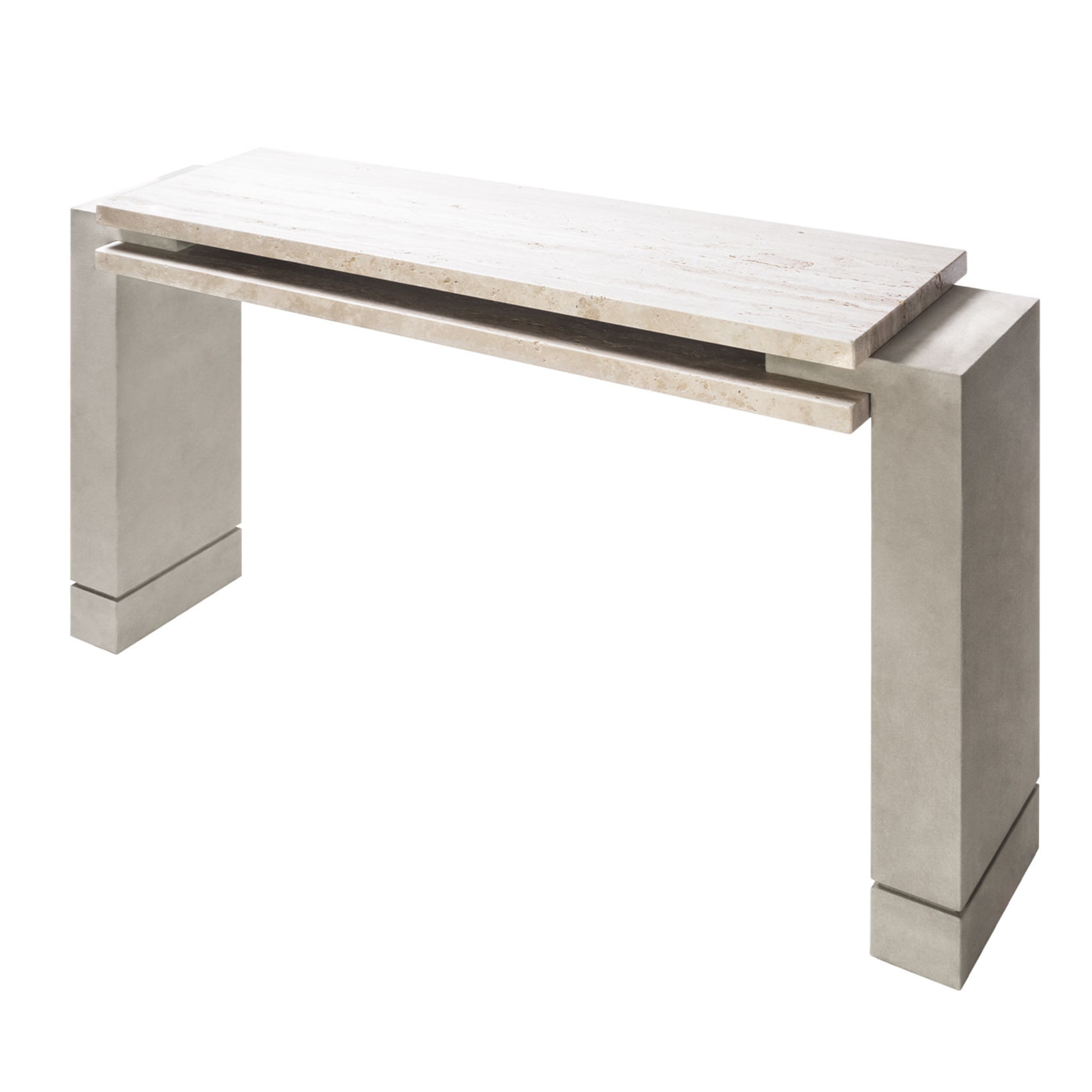 Stratos Leather Console with Travertine Top  - Main view