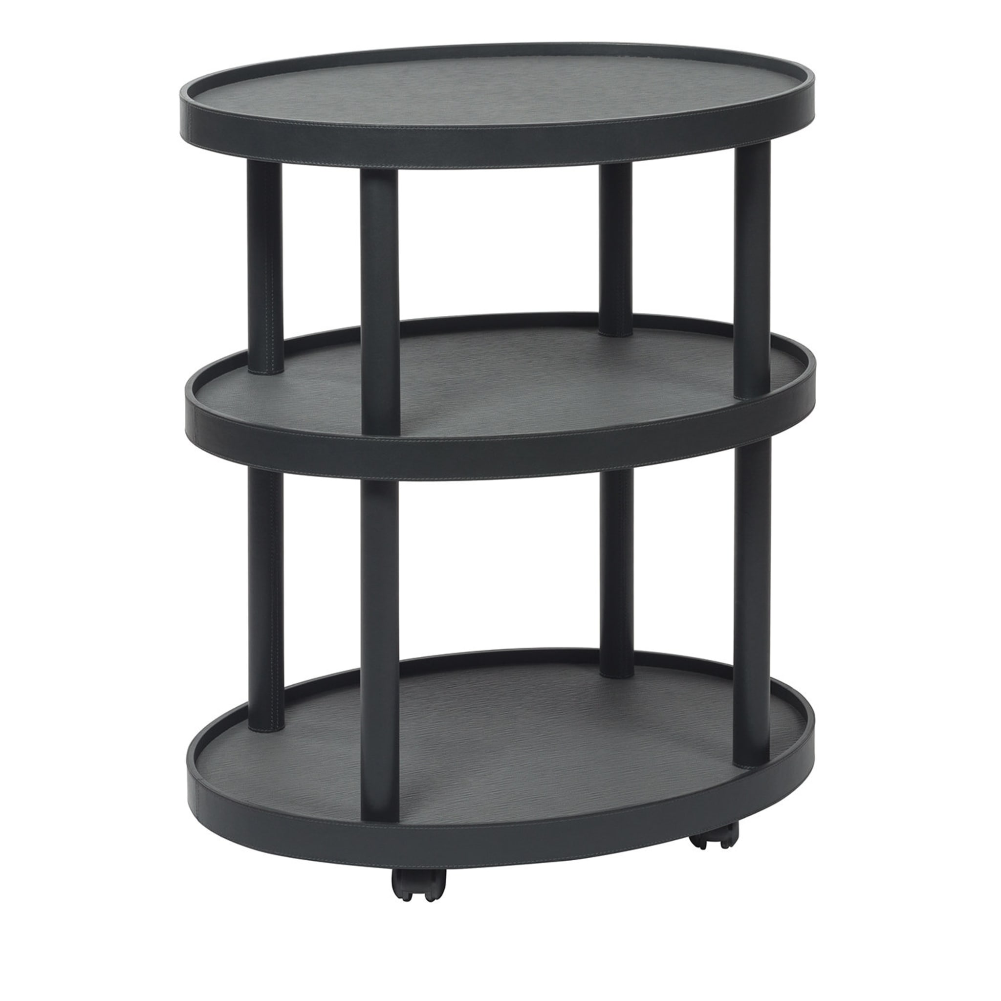 Polo Trolley 3-Tier Black Oval Table - Main view