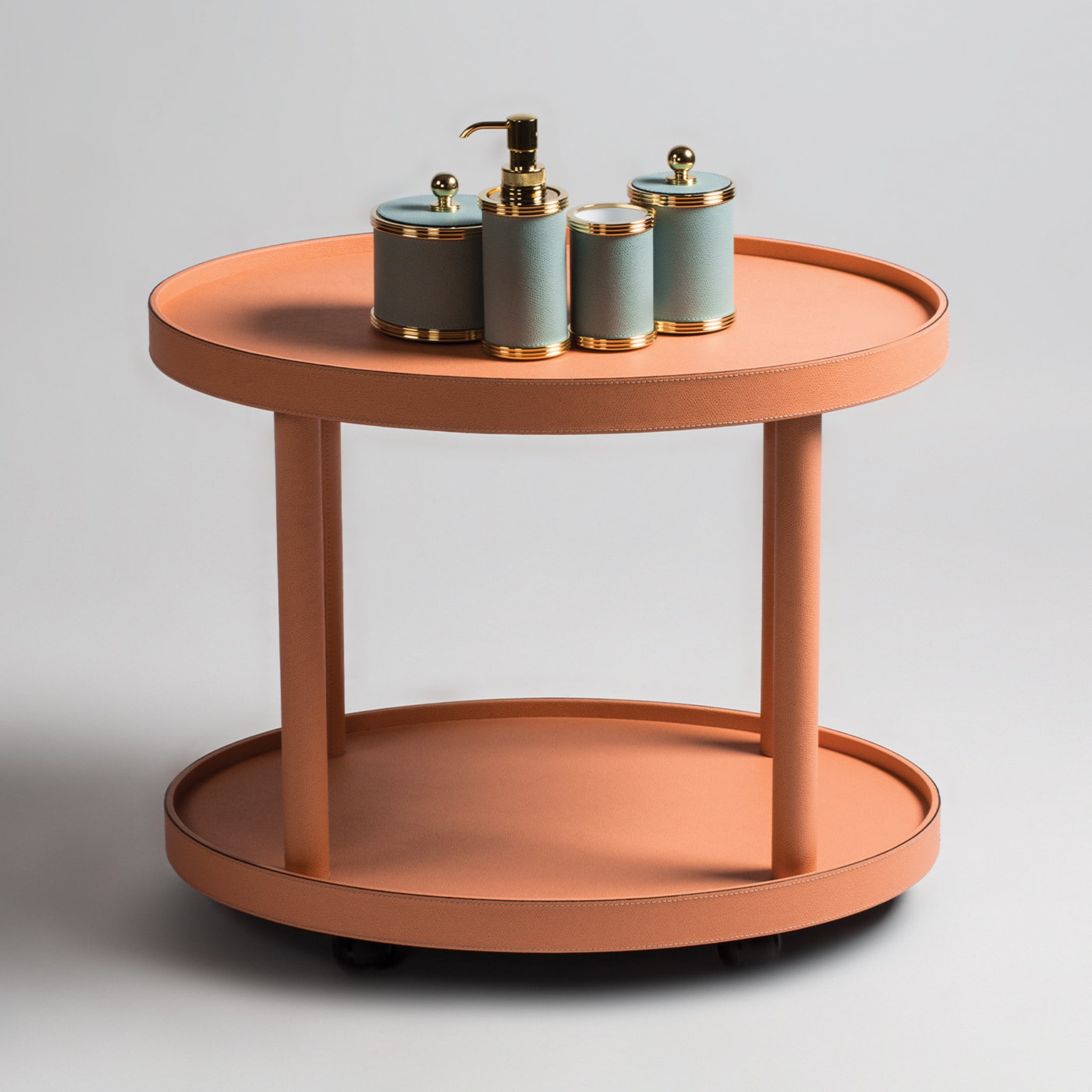 Polo Trolley 2-Tier Salmon Oval Table  - Alternative view 1