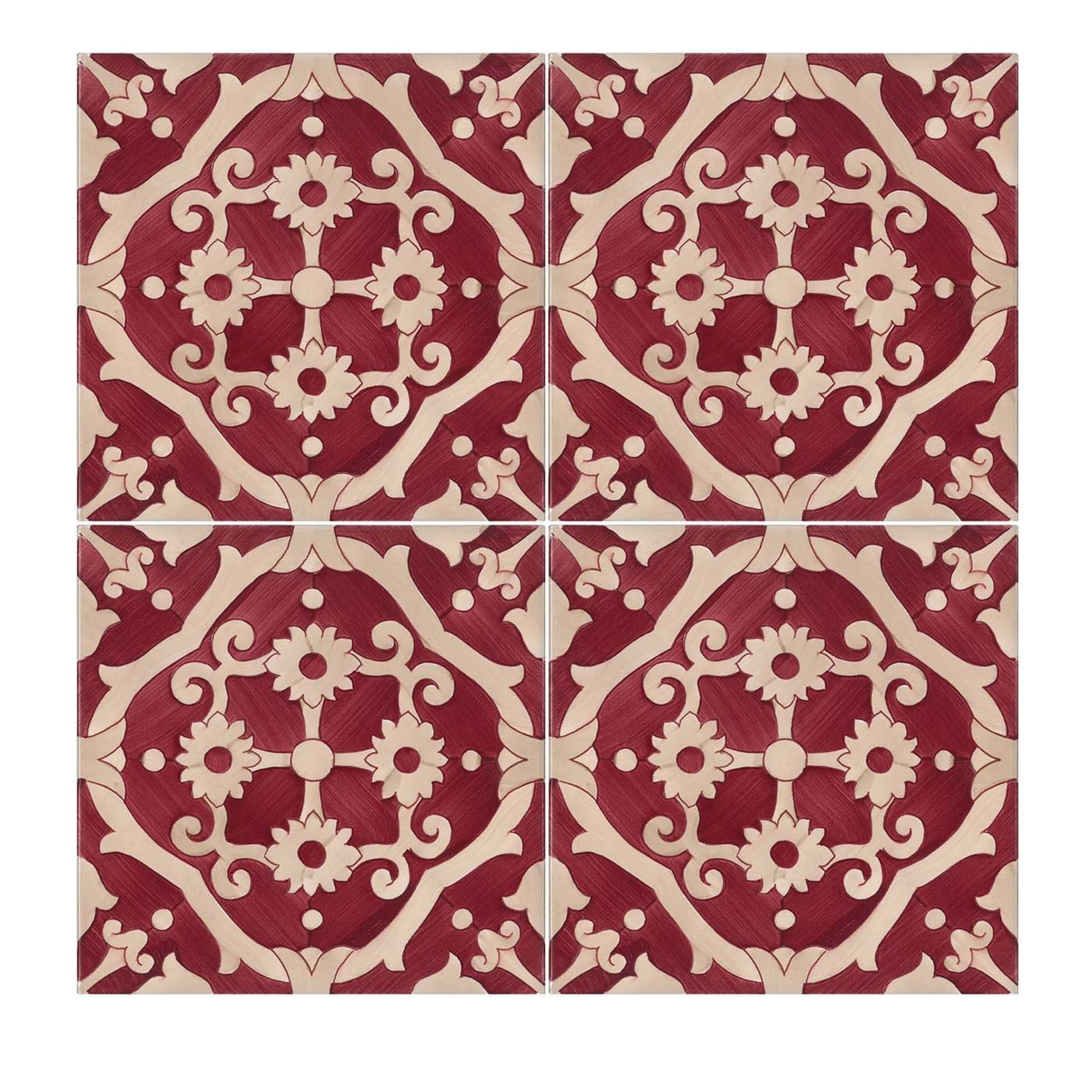 Set of 25 Tovere Red Tiles Fiori Scuri Collection - Main view