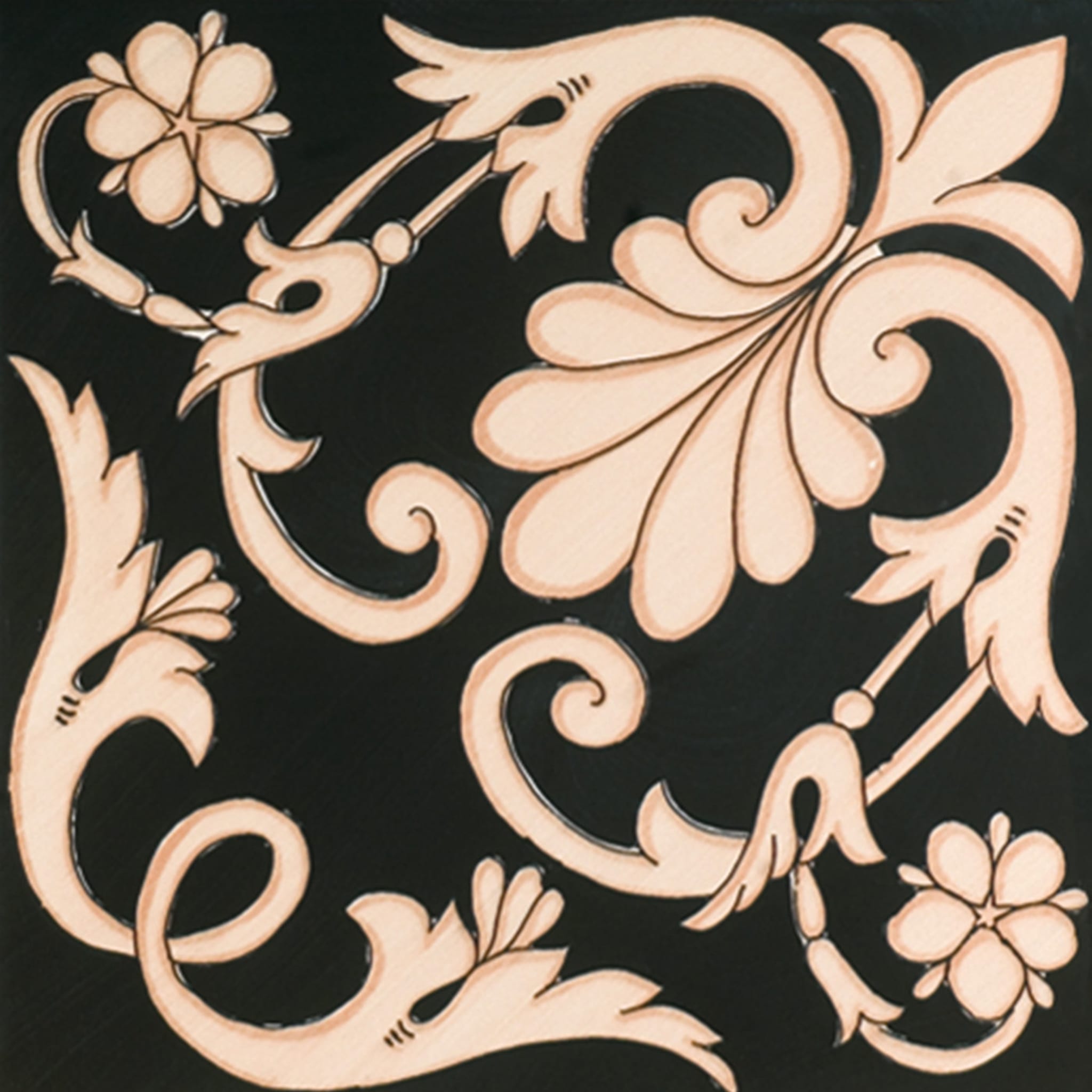 Set of 25 Ieranto Black Tiles Fiori Scuri Collection - Alternative view 1