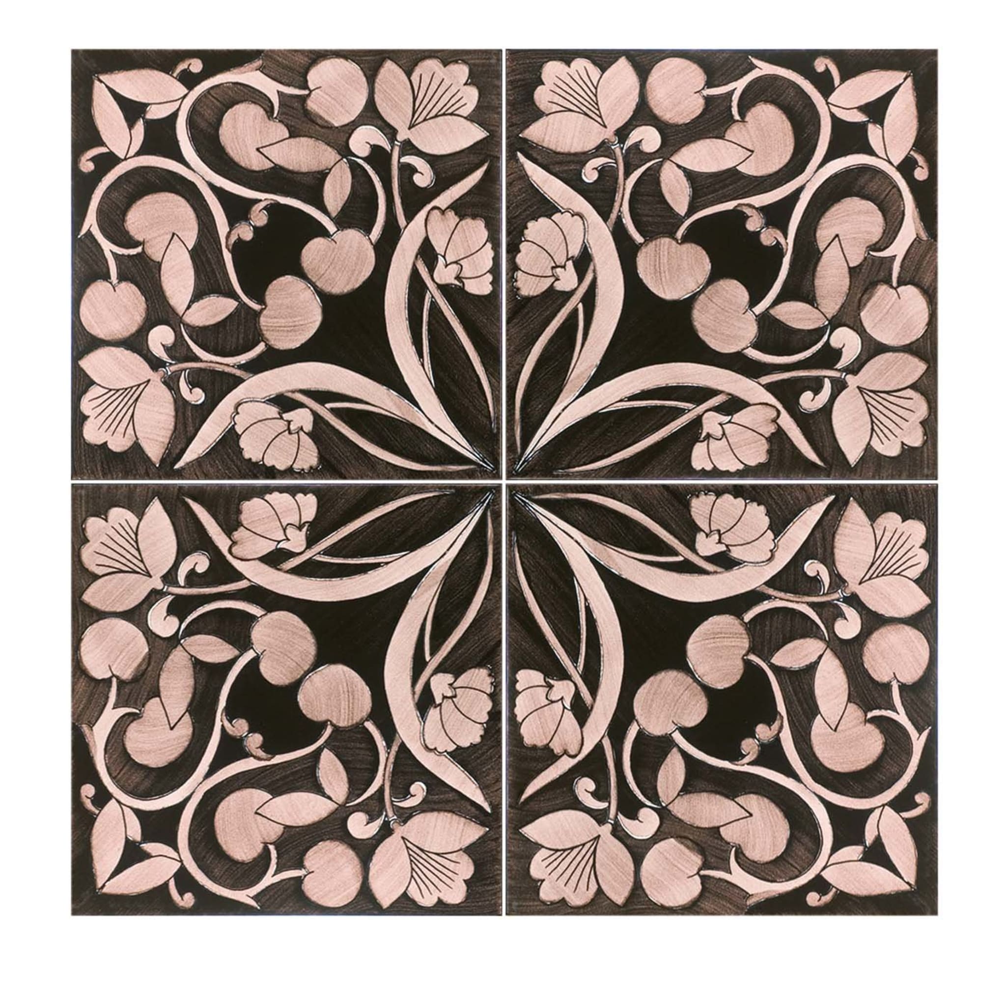 Set of 25 Polvica Manganese Tiles Fiori Scuri Collection - Main view