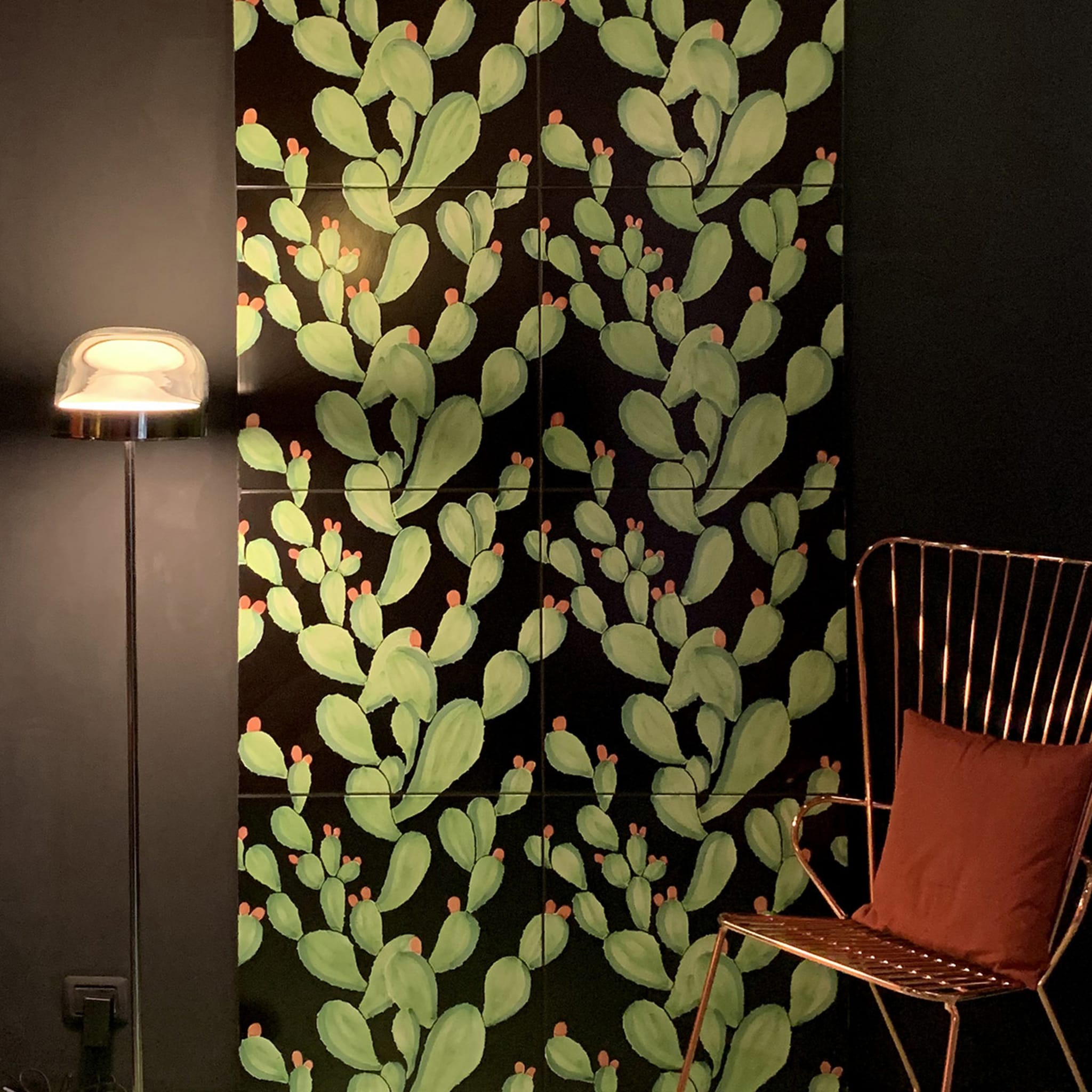 Satz mit 4 schwarzen Kaktusfliesen Kollektion Verde Verticale  - Alternative Ansicht 2