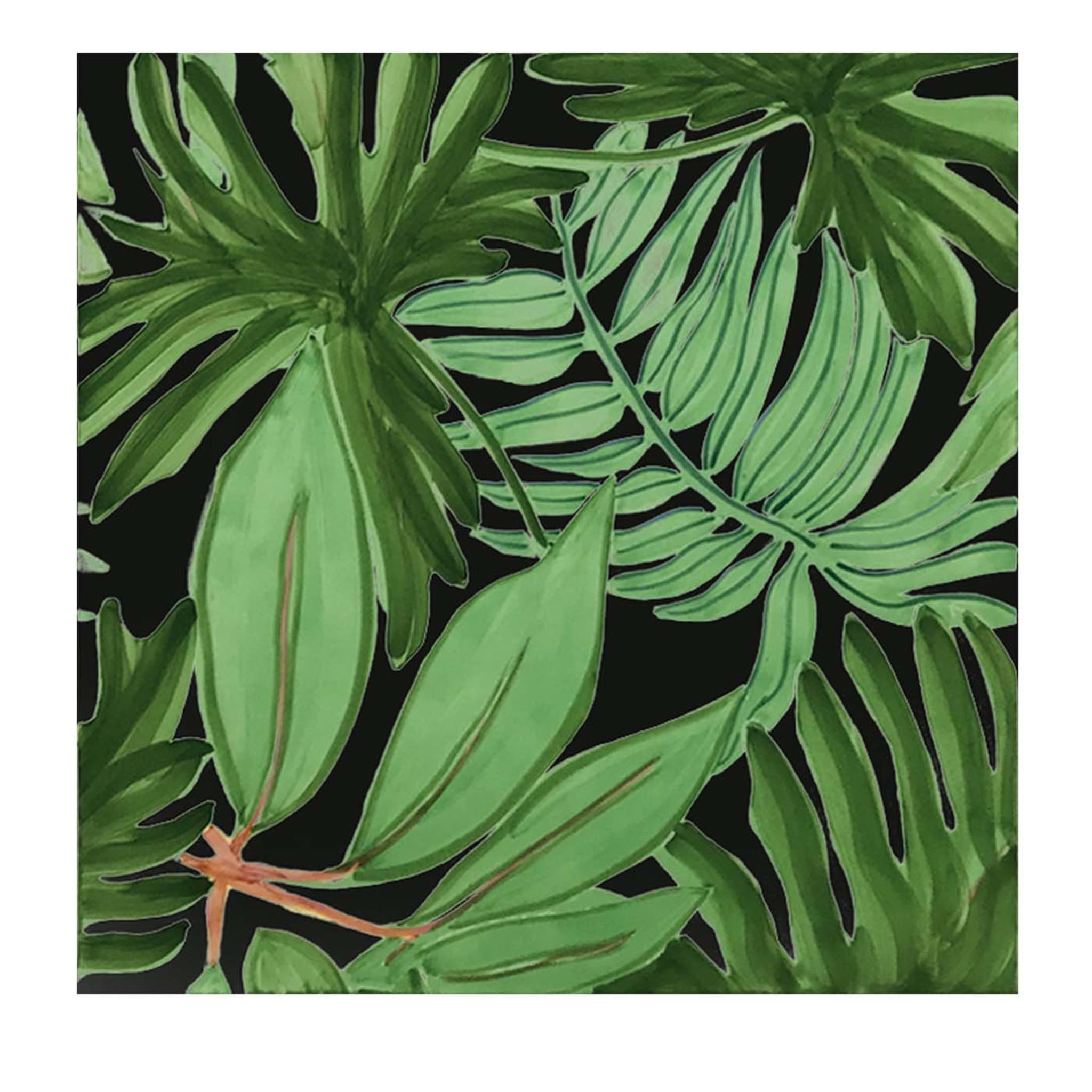 Lote de 4 baldosas negras tropicales Colección Verde Verticale  - Vista principal