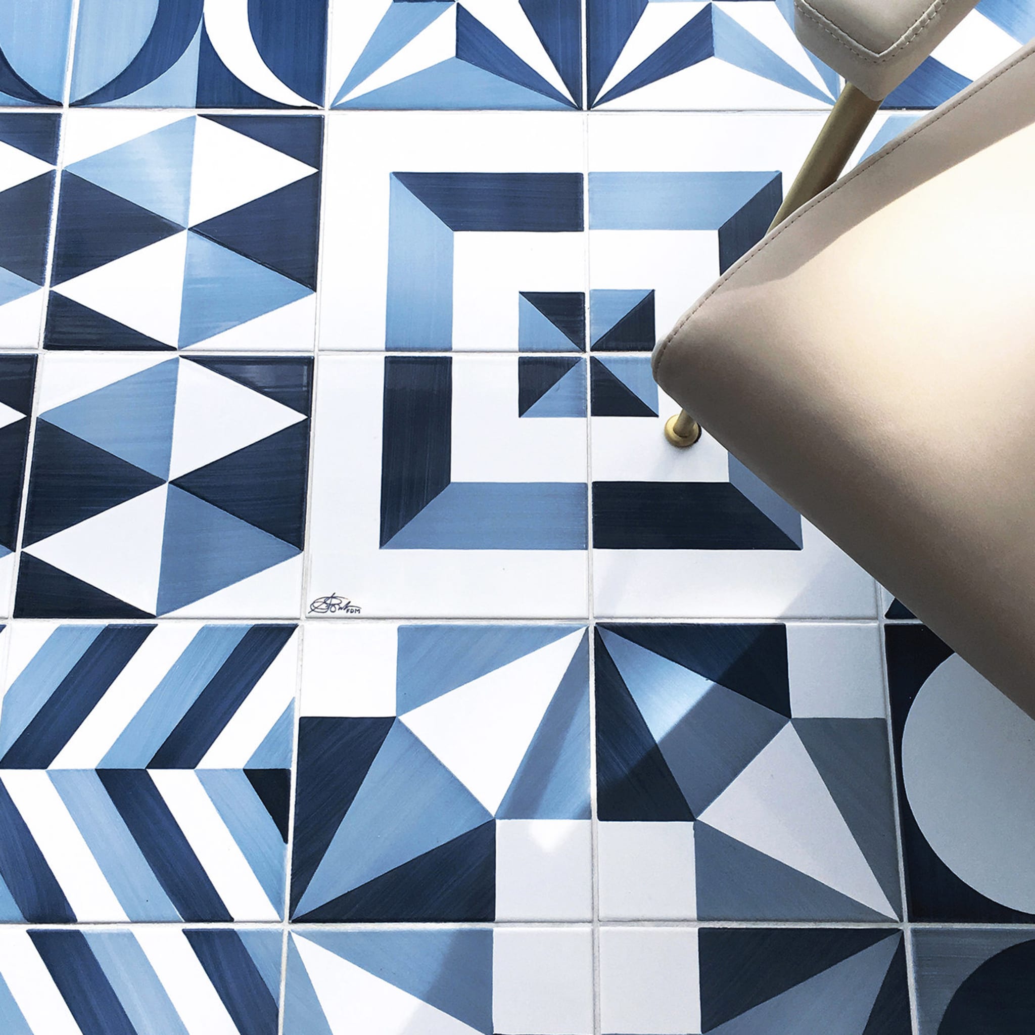 Set of 25 Decoration Type 4 Tiles Blu Ponti Collection by Gio Ponti - Alternative view 4