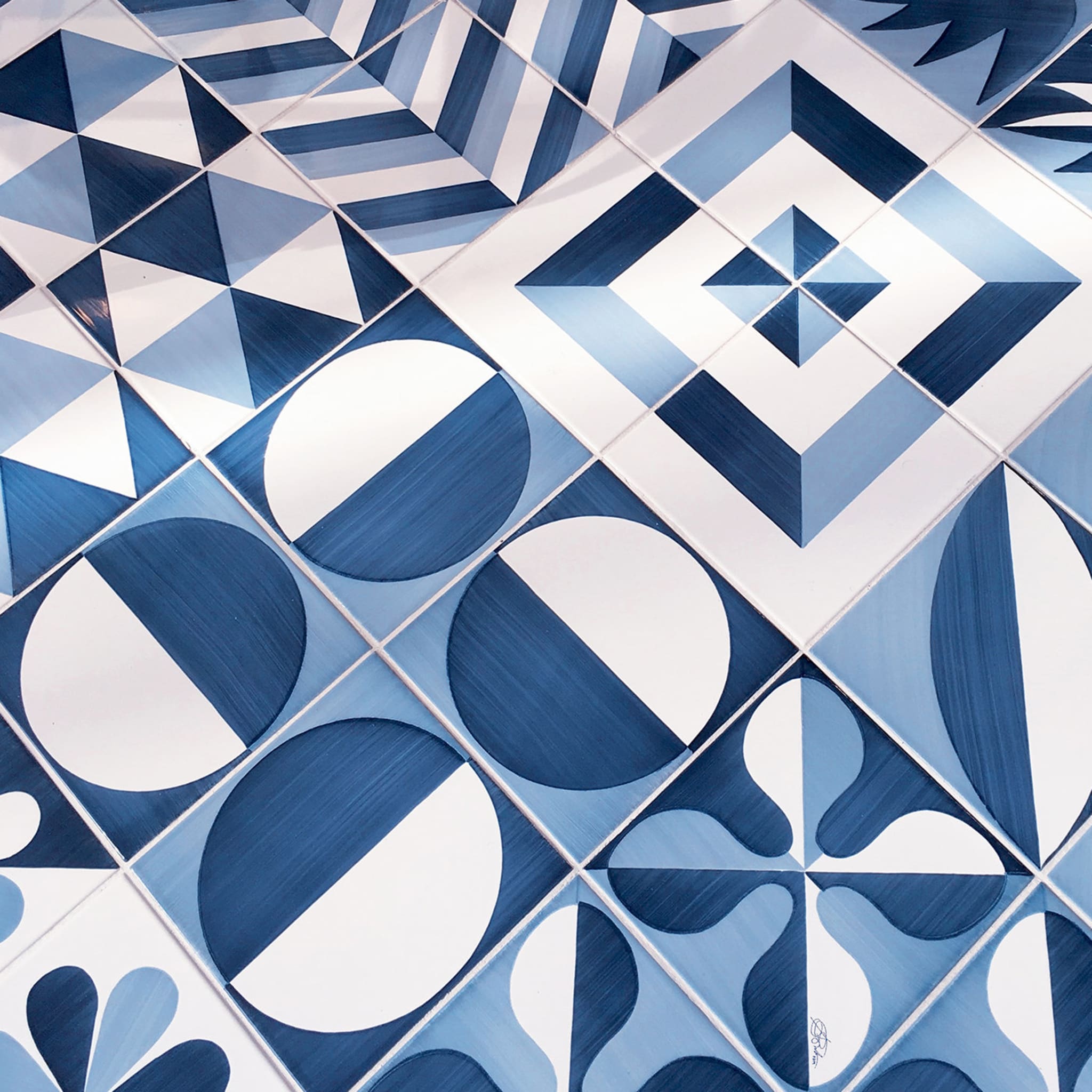 Set of 25 Decoration Type 4 Tiles Blu Ponti Collection by Gio Ponti - Alternative view 5