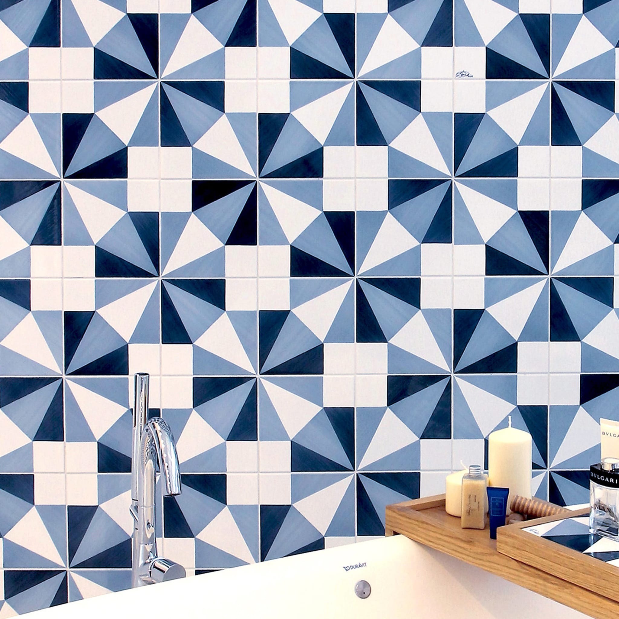 Set of 25 Decoration Type 8 Tiles Blu Ponti Collection by Gio Ponti - Alternative view 3