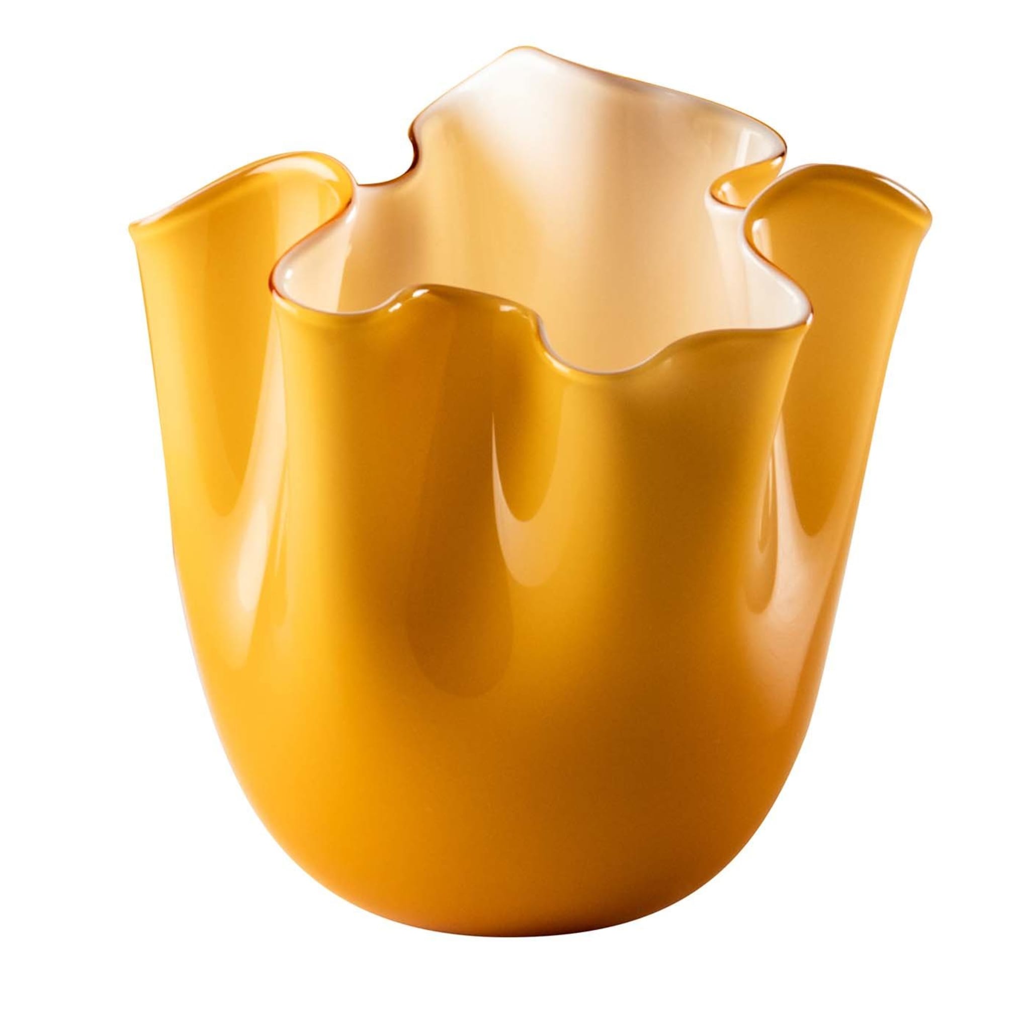 Fazzoletti Opaline Small Amber Vase by Fulvio Bianconi and Paolo Venini - Main view