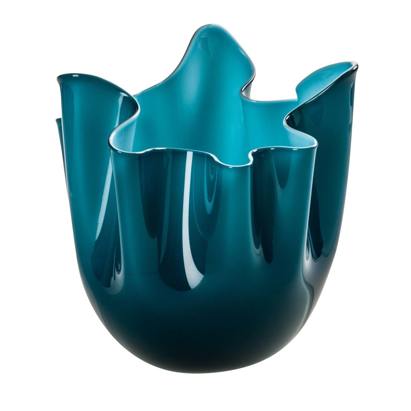 Fazzoletti Opaline Small Blue Vase by Fulvio Bianconi and Paolo Venini - Venini