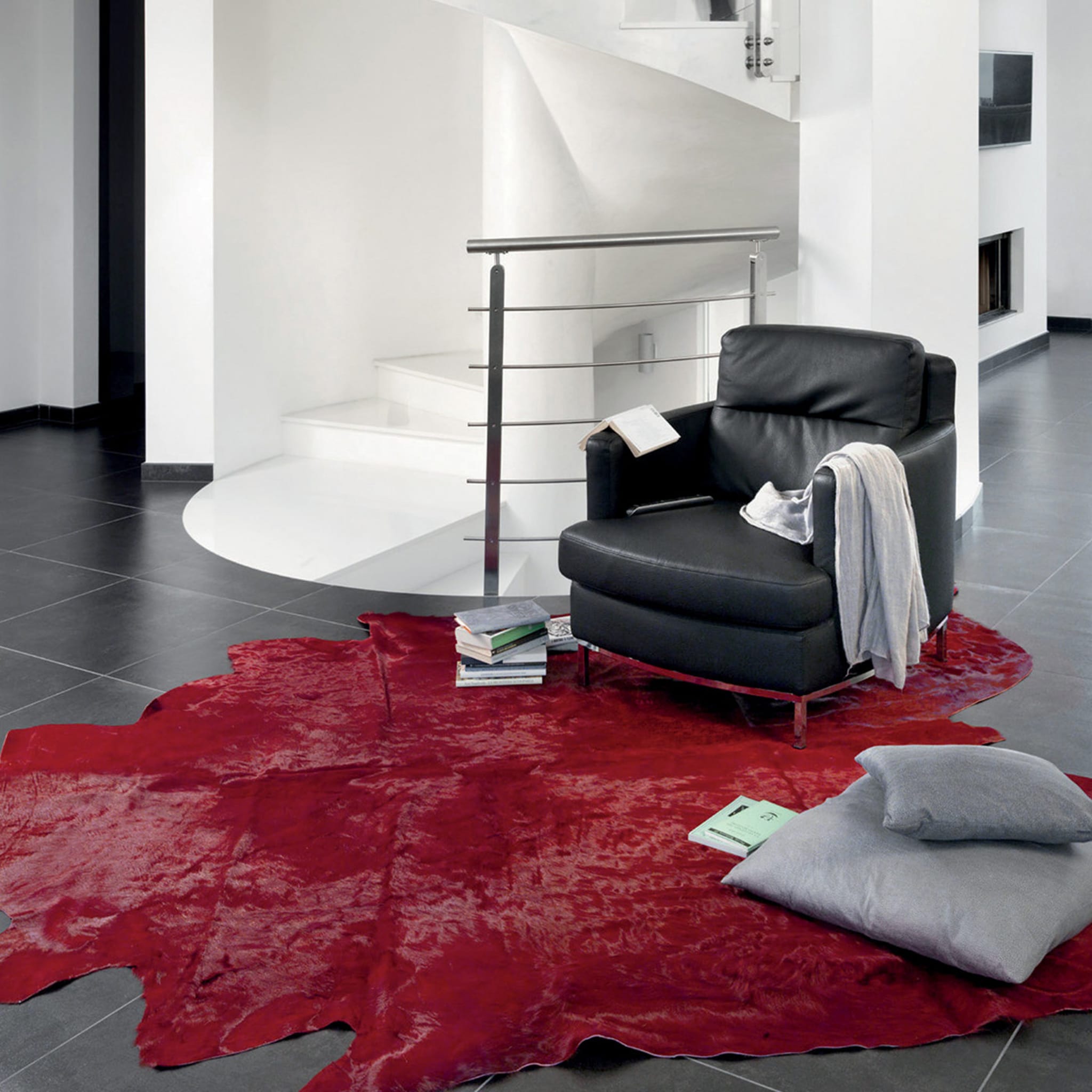 Natural Tanner Red Colored Leather Rug - Alternative view 1