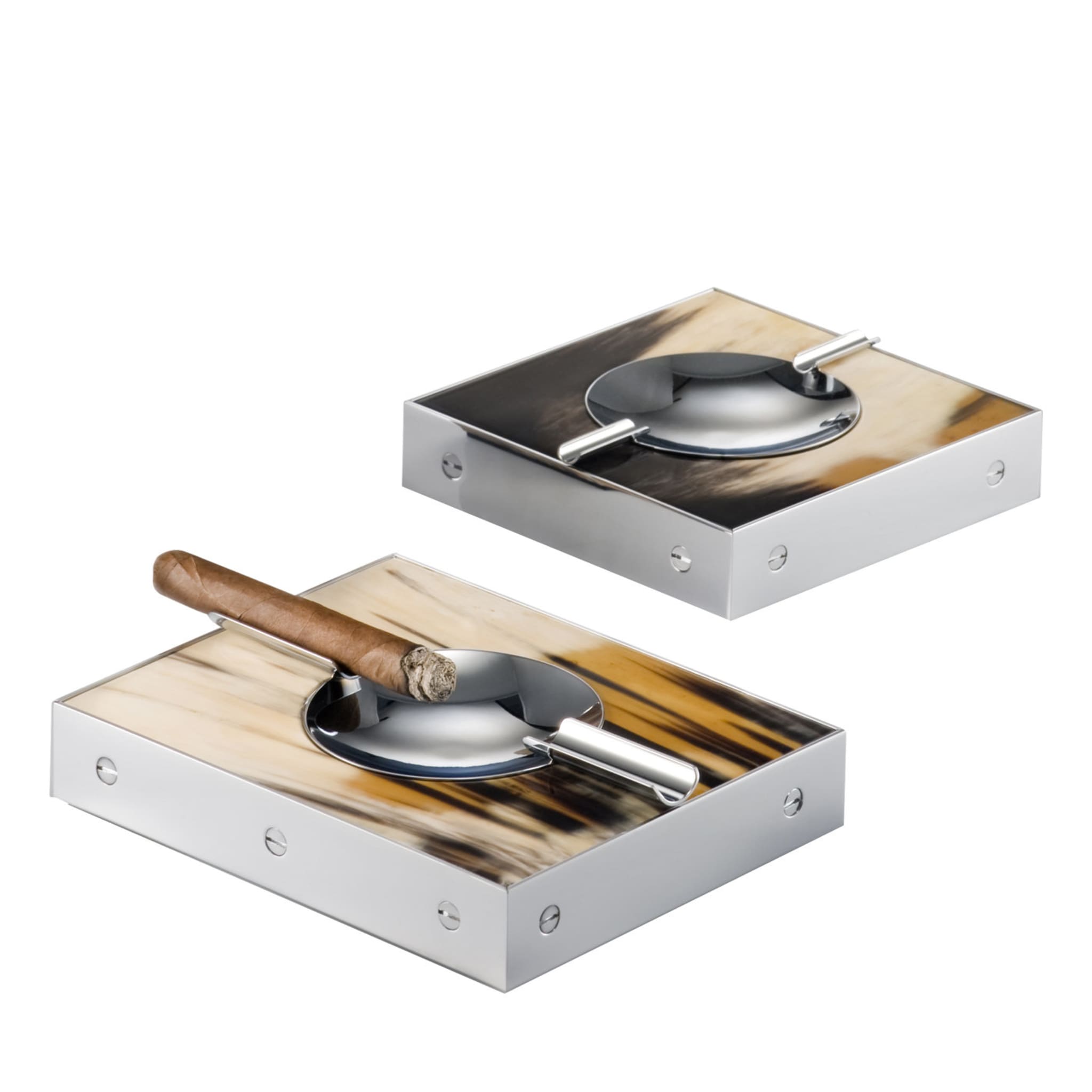 Set of 2 Square and Rectangular Ash Trays - Main view