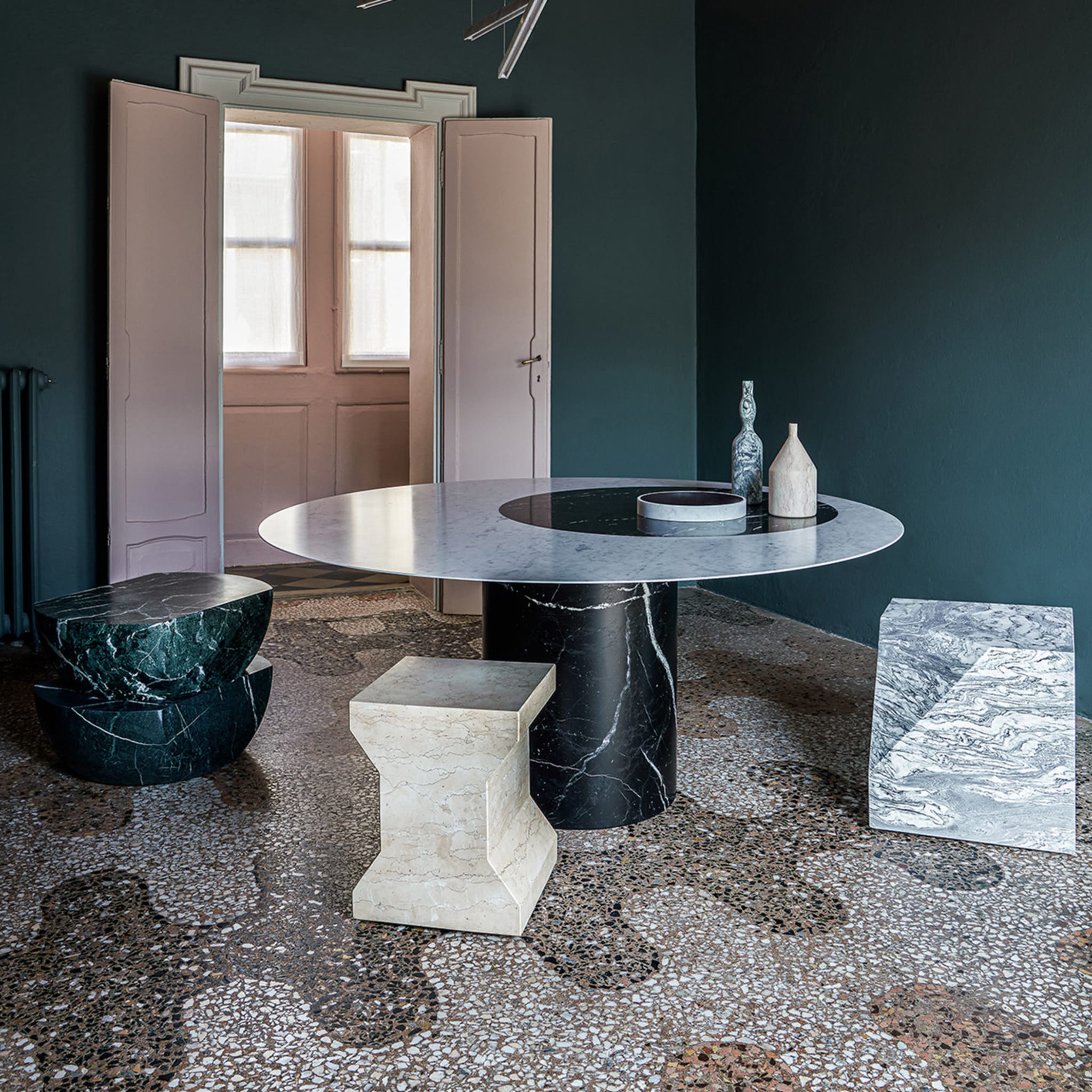 Ikona Stool in Cipollino Marble by Elisa Ossino - Alternative view 4